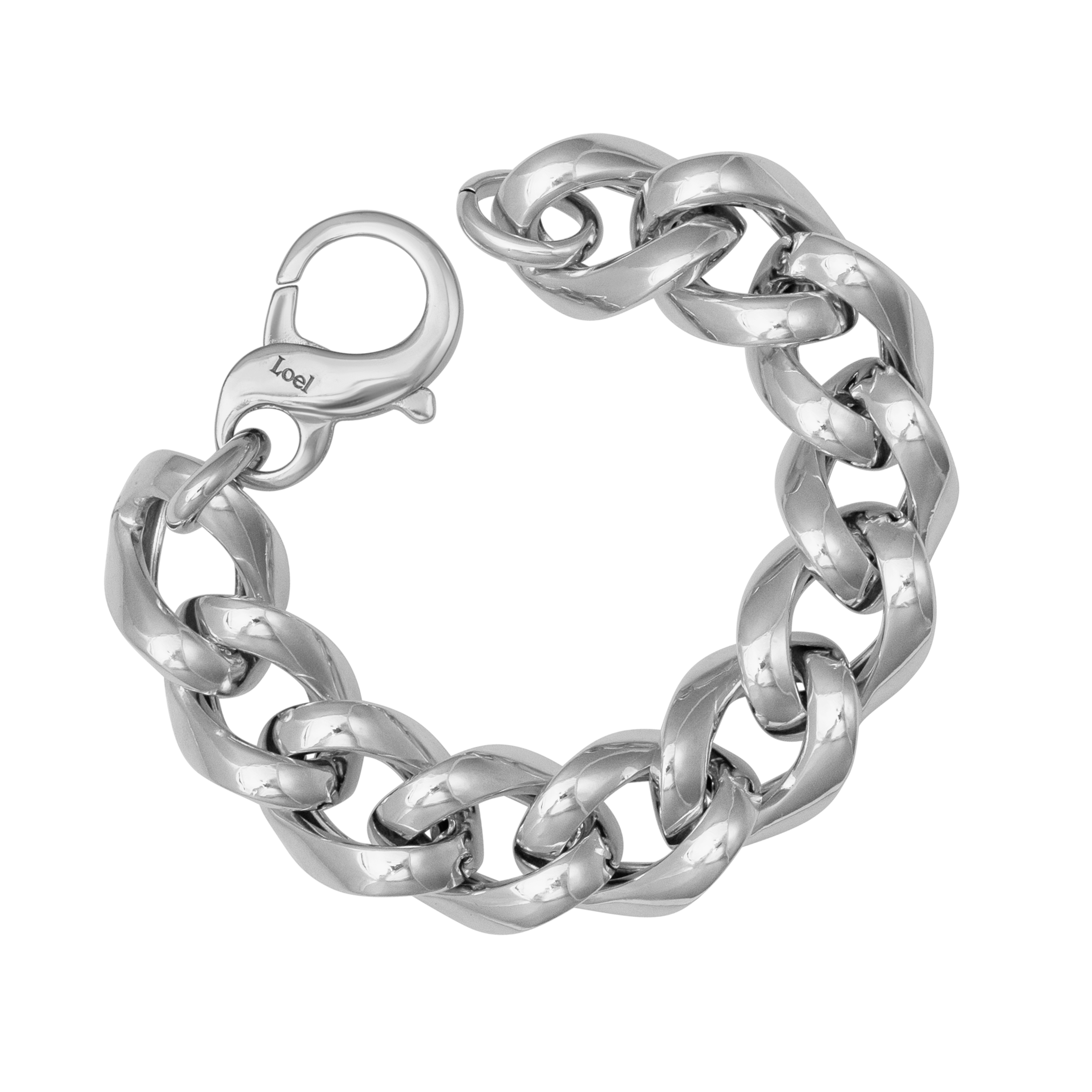 SILVER THICK CURB CHAIN BRACELET