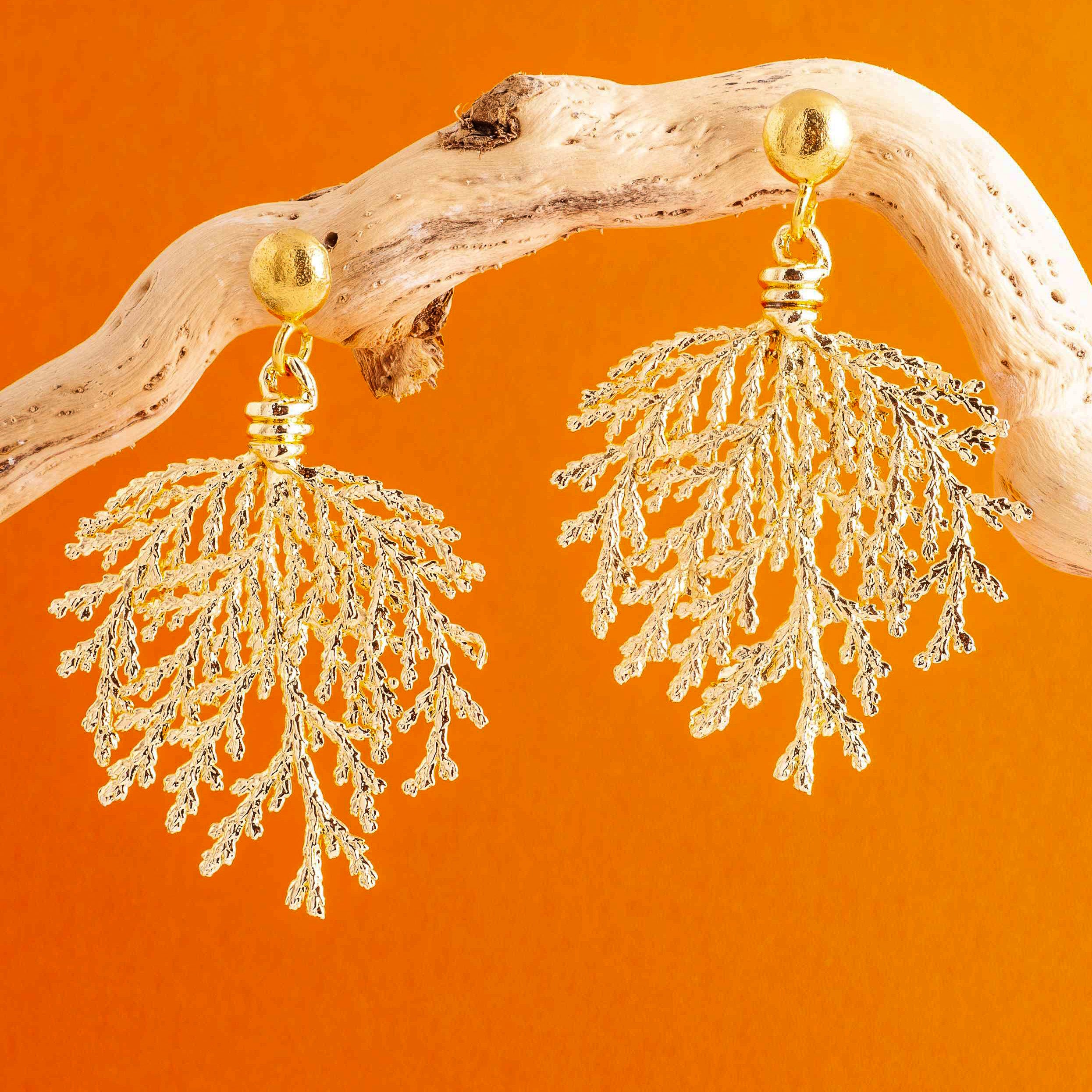 GOLD CORAL DROP EARRINGS