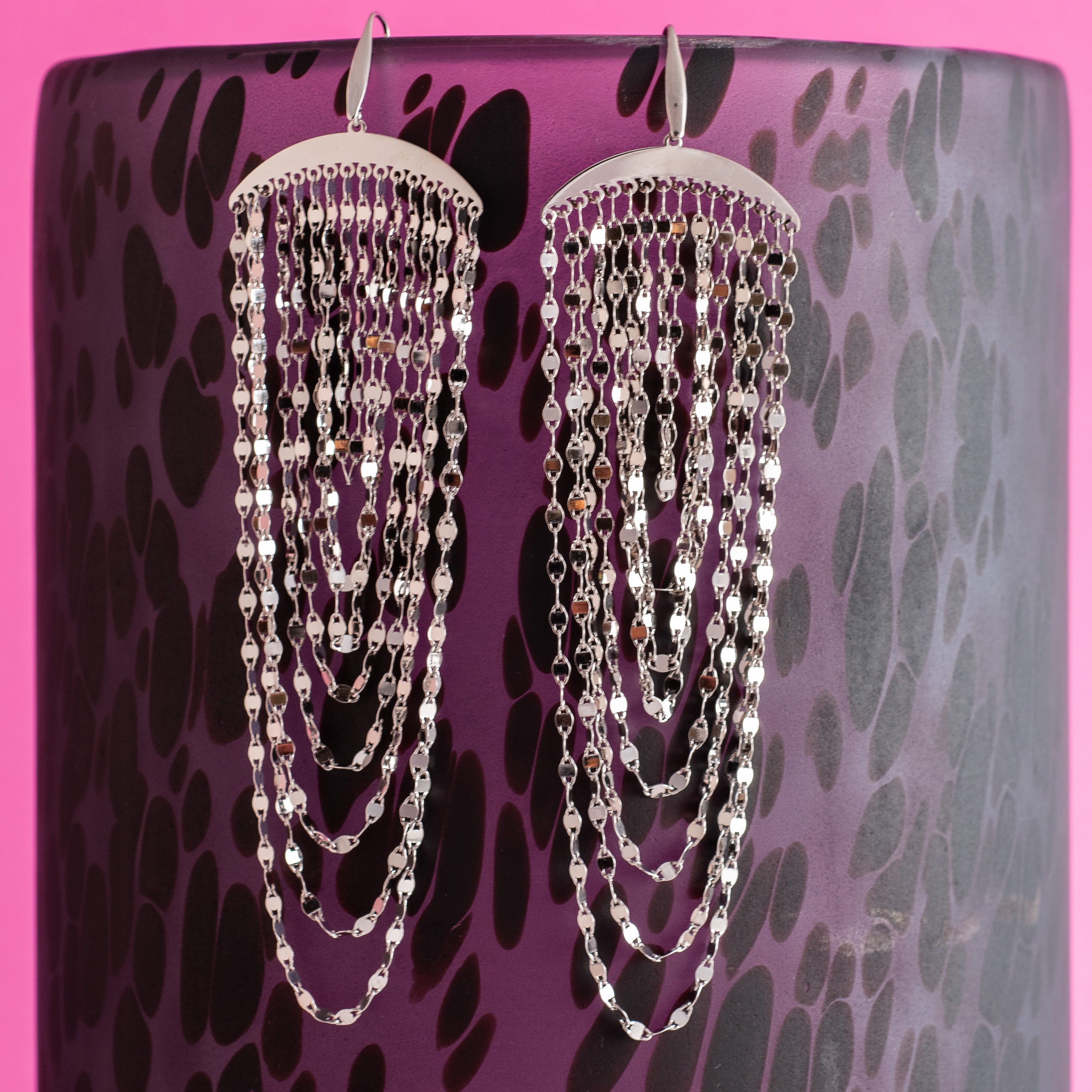 SILVER DISCO CASCADE EARRINGS