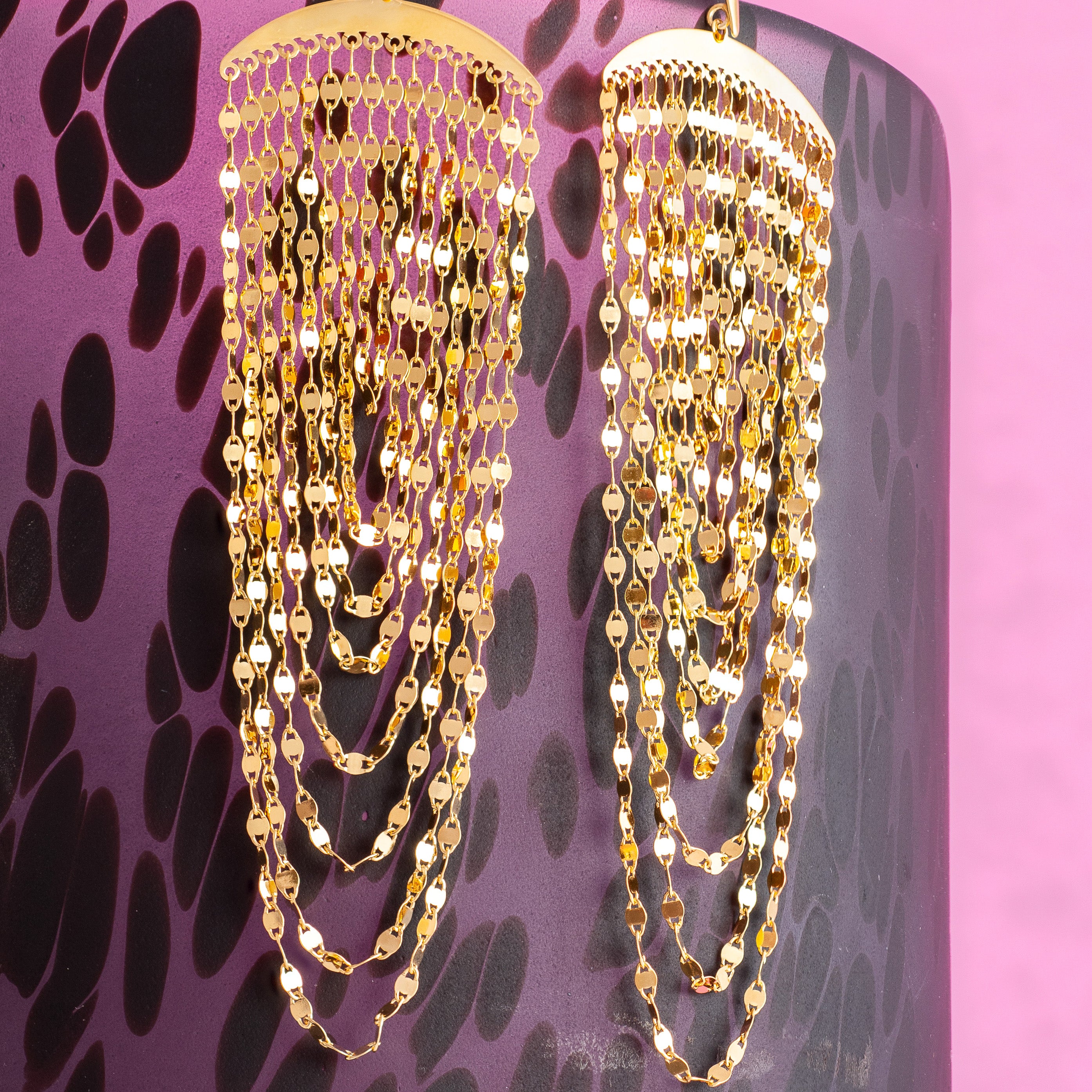 GOLD DISCO CASCADE EARRINGS