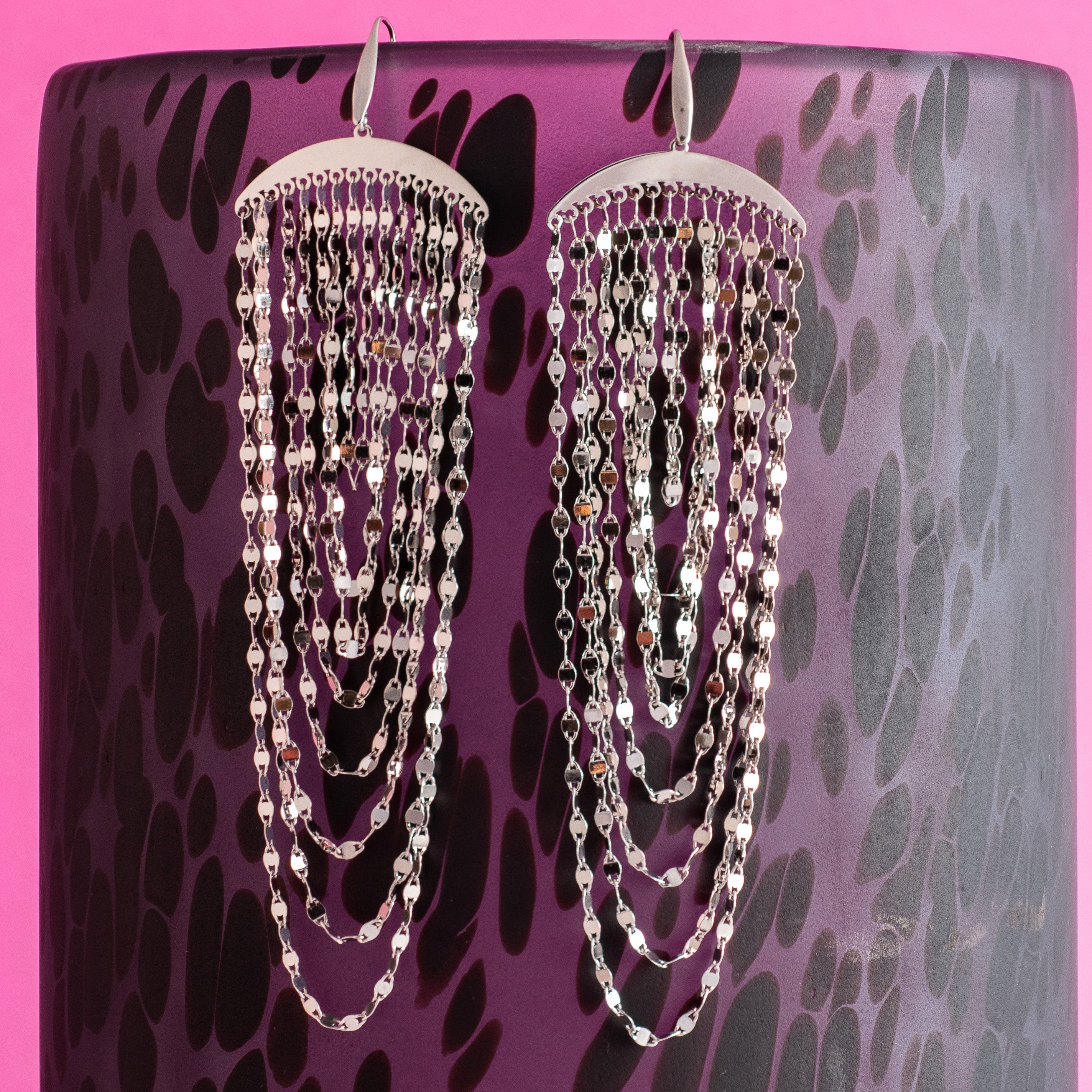 SILVER DISCO CASCADE EARRINGS