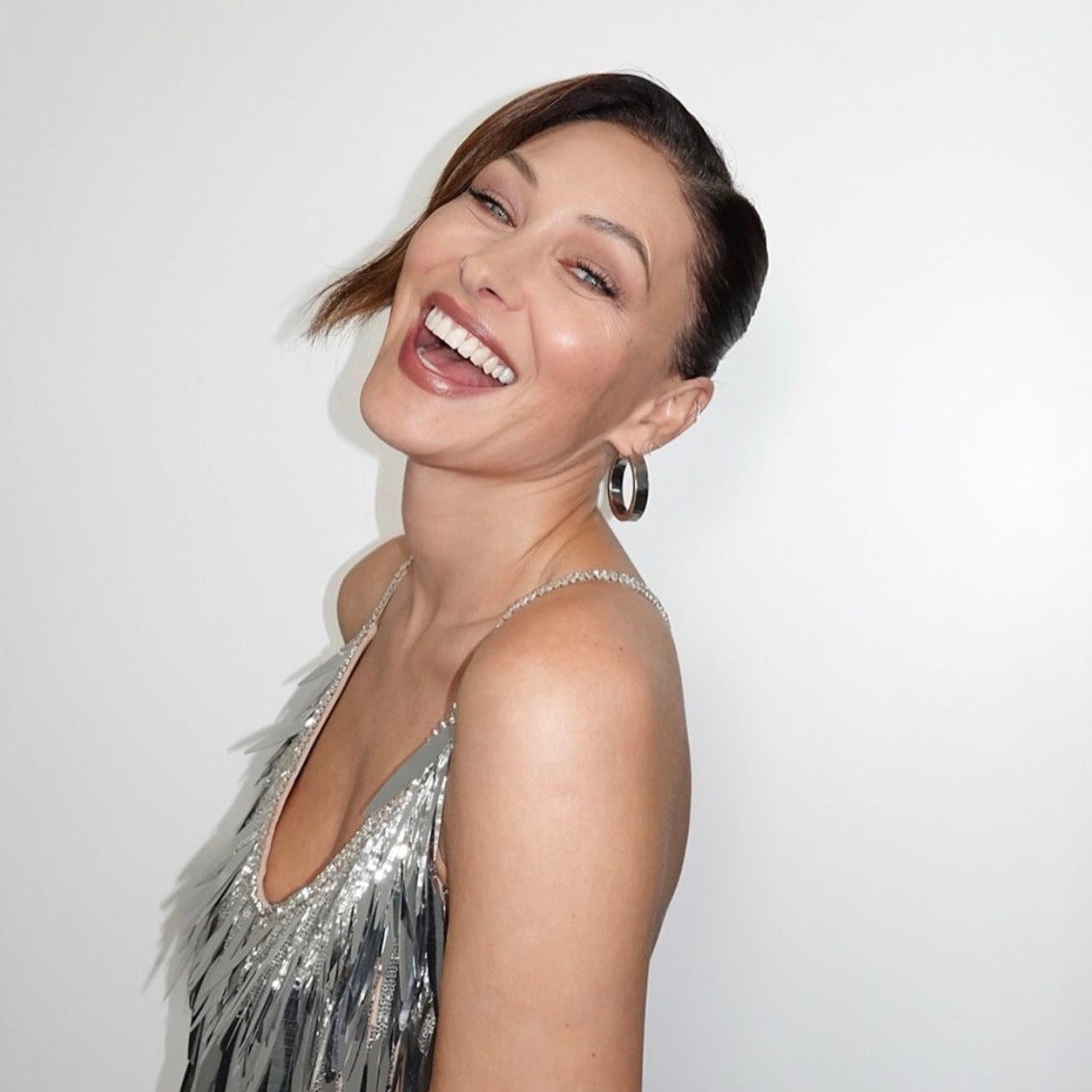 Emma Willis on Strictly wearing LOEL large silver square edged hoops