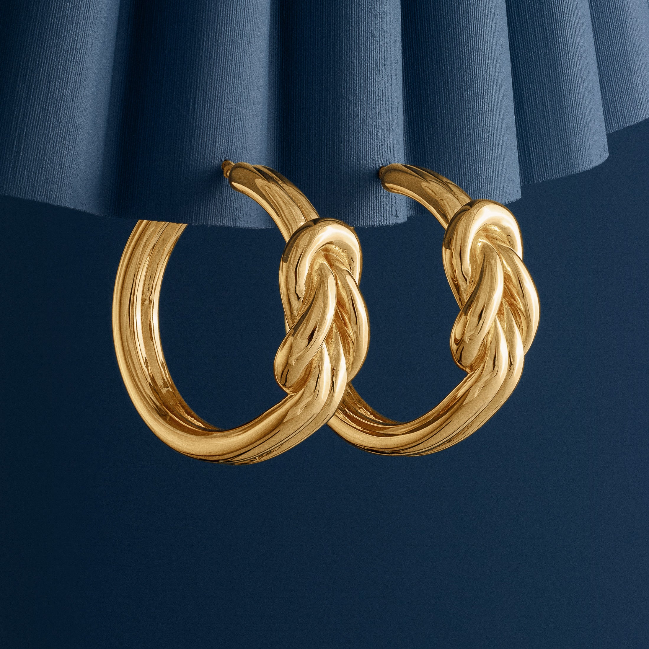LARGE GOLD DOUBLE KNOT HOOP EARRINGS