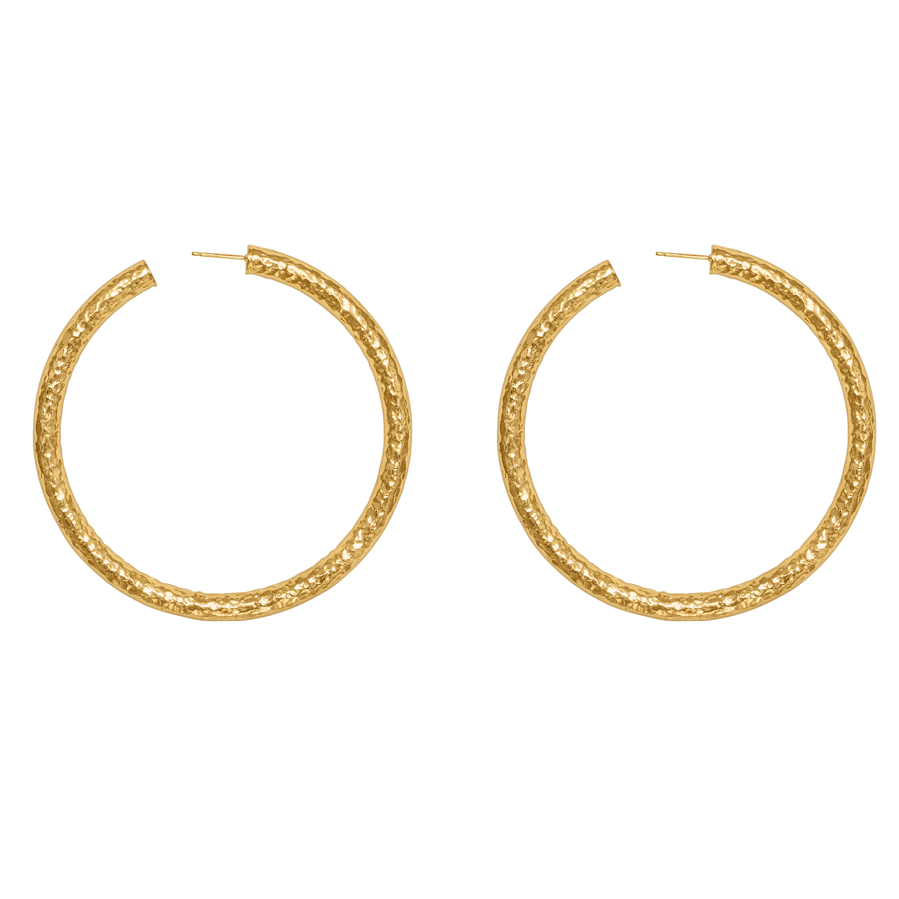 LARGE HAMMERED GOLD HOOP EARRINGS