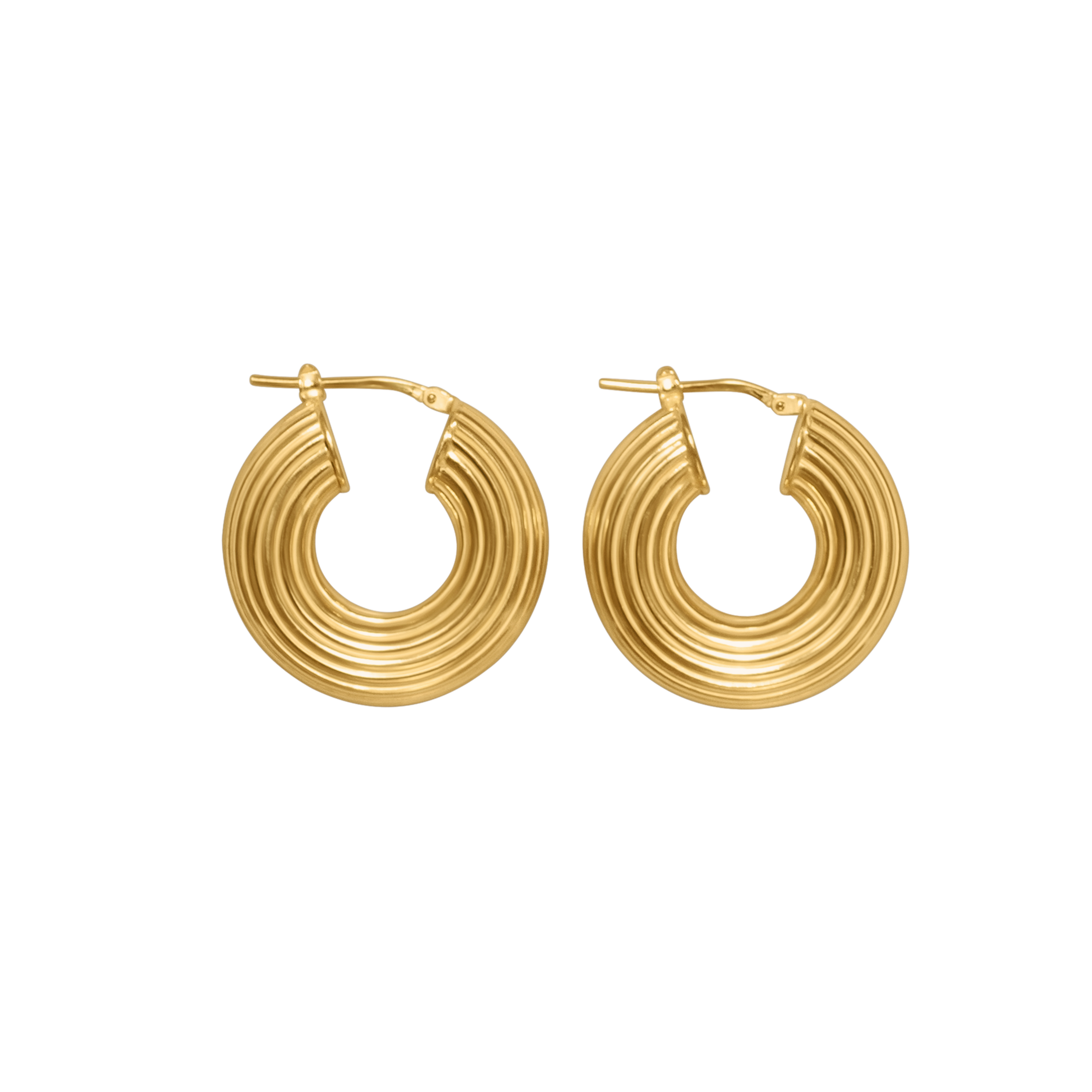 GOLD RIBBED HOOP EARRINGS