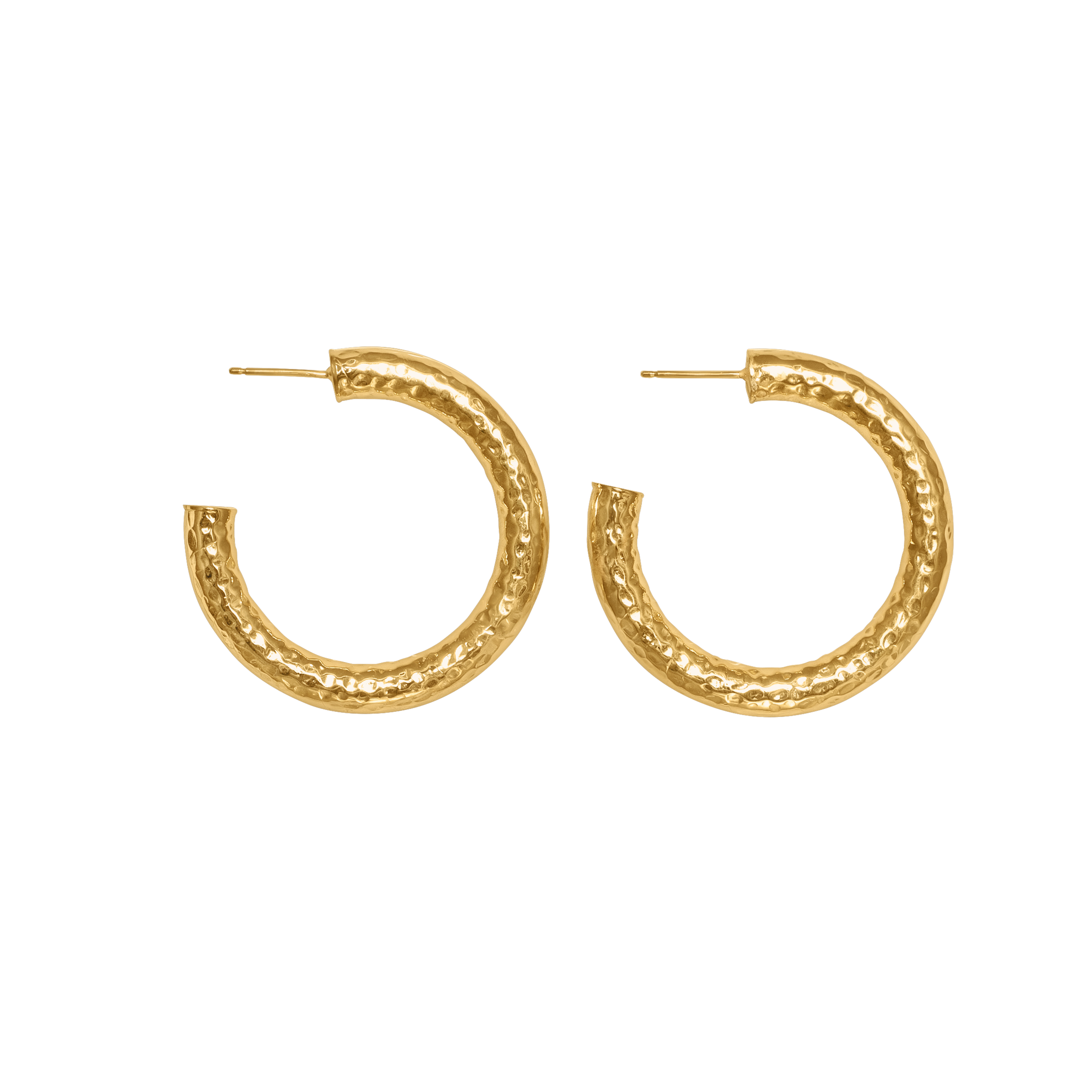 SMALL HAMMERED GOLD HOOP EARRINGS