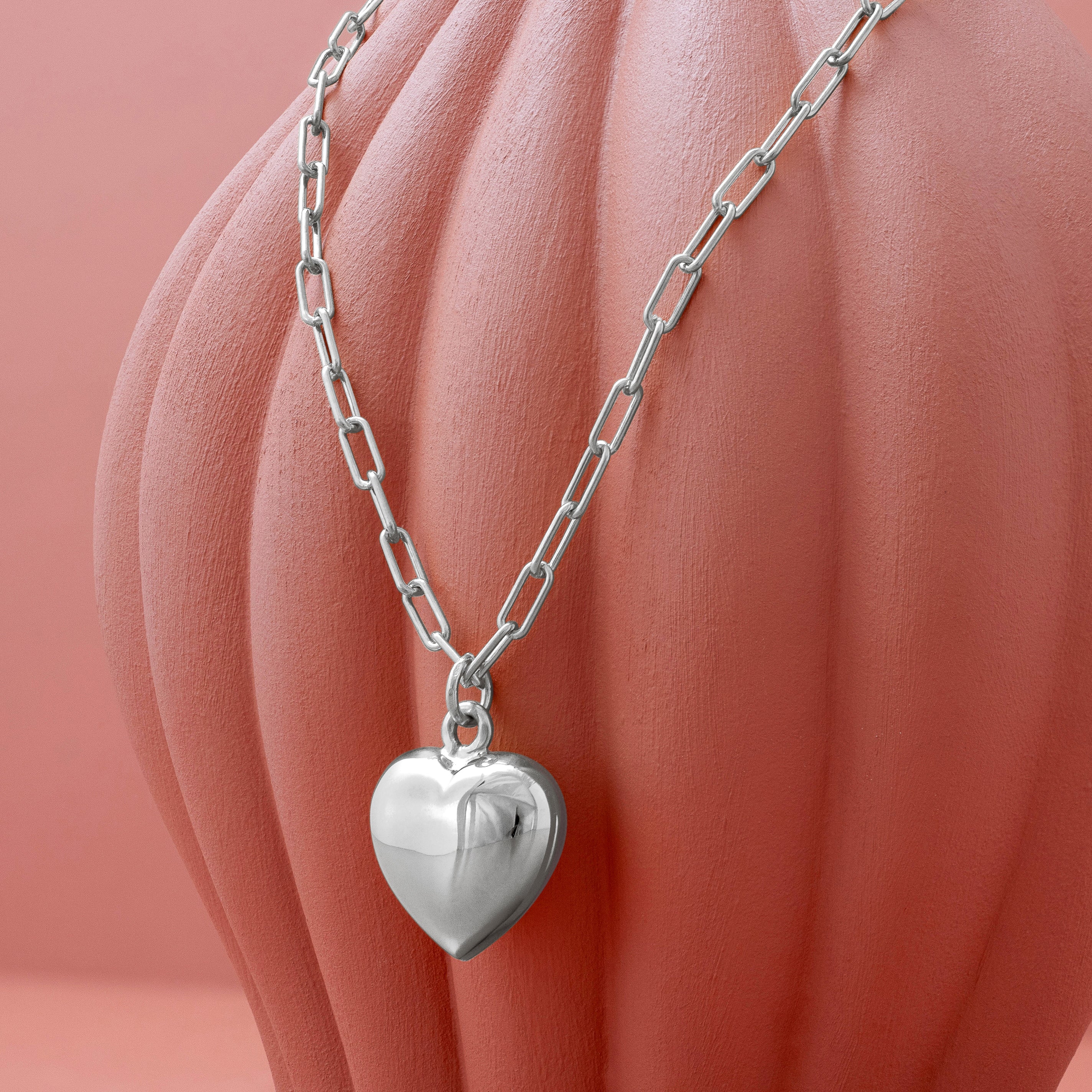 SILVER POLISHED HEART PENDANT