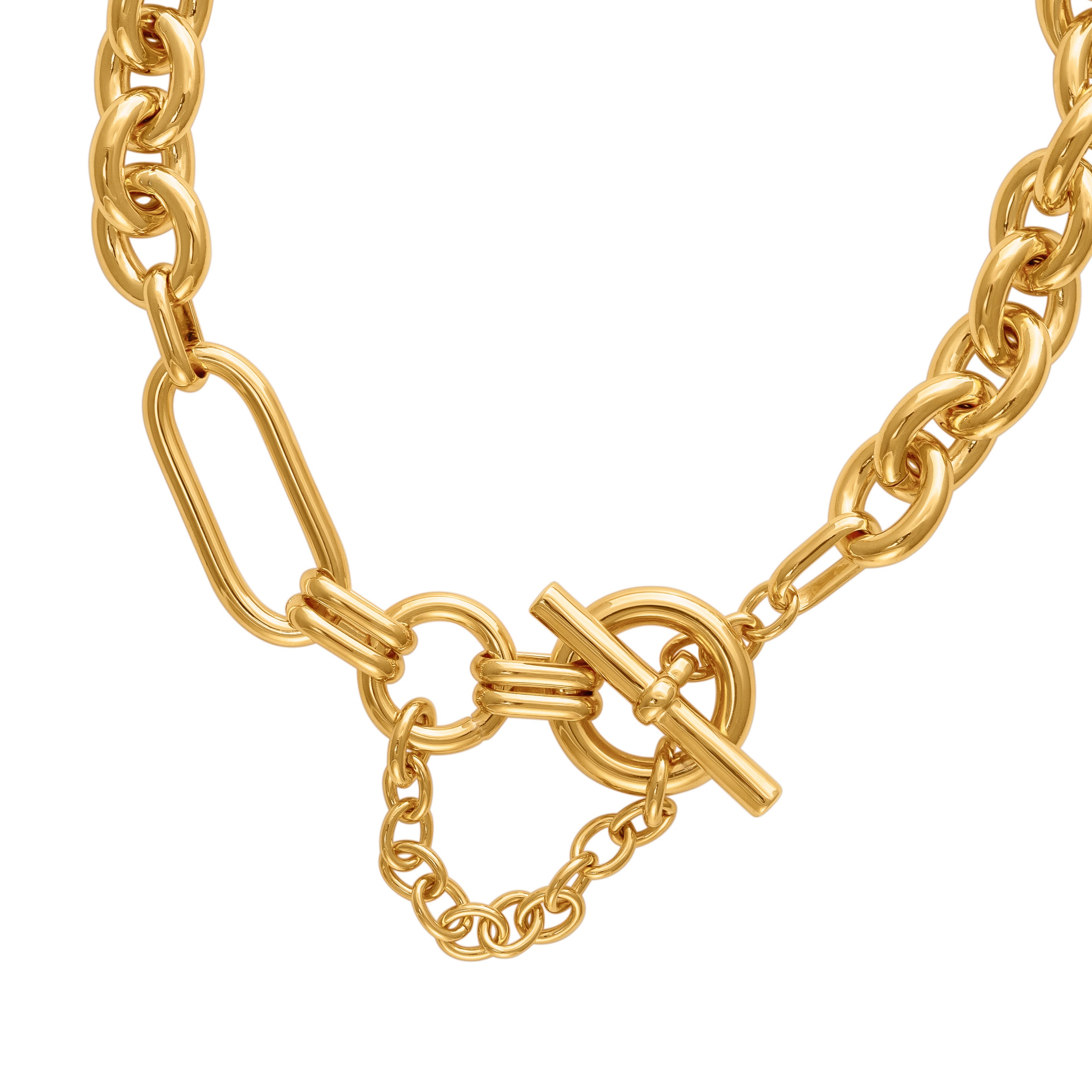 CHUNKY GOLD T-BAR CHAIN NECKLACE