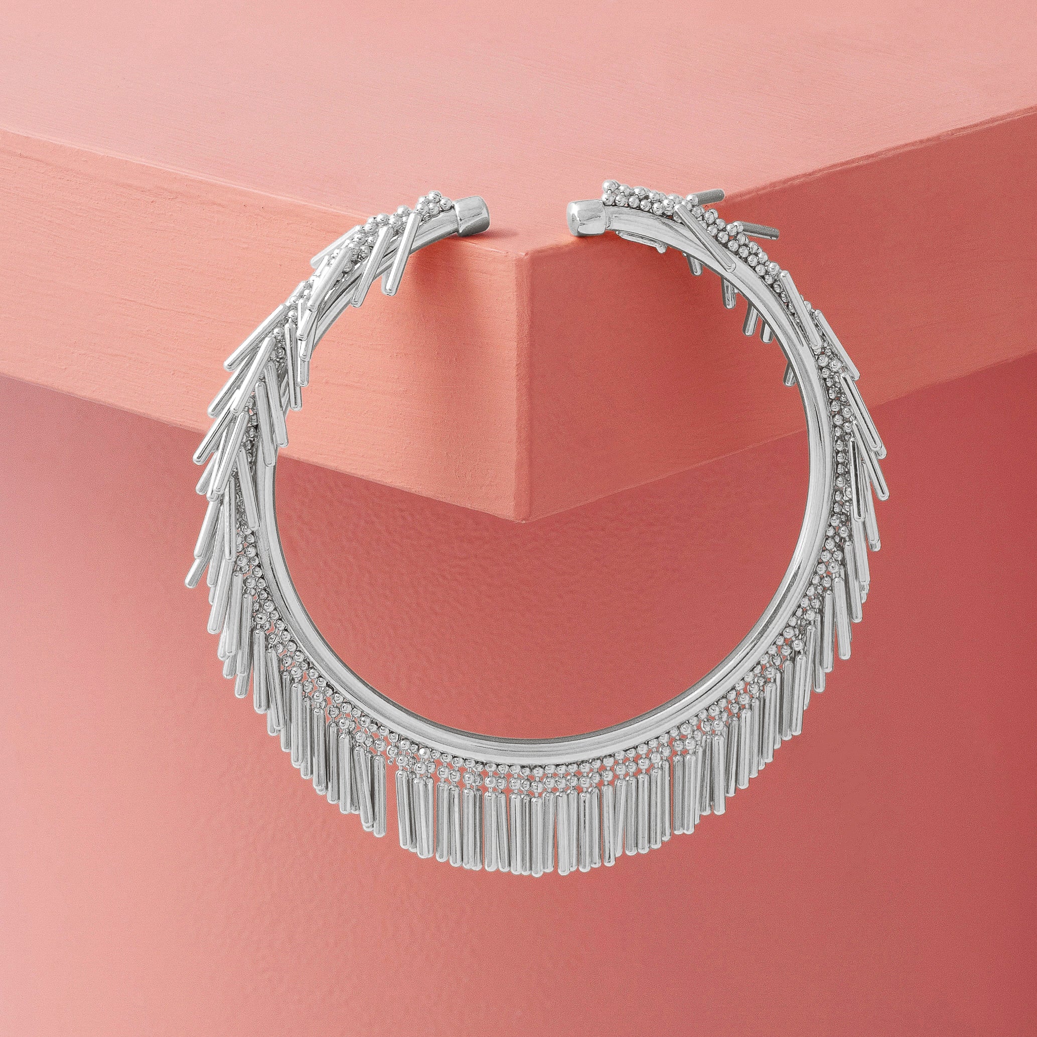 Handmade Silver Tassel Cuff Bracelet – Crafted in Italy from Recycled Sterling Silver