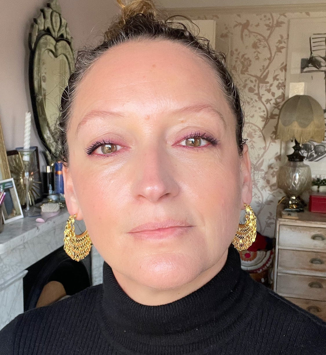 LOEL | Gold Disco Hoop Earrings Lifetsyle