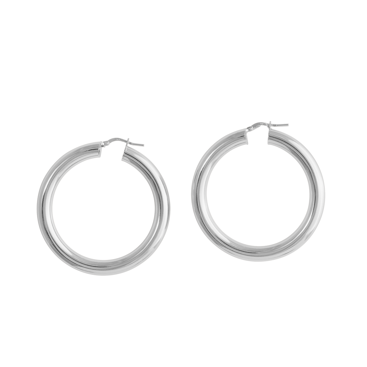 Large Silver Thick Hoop Earrings from LOEL on white