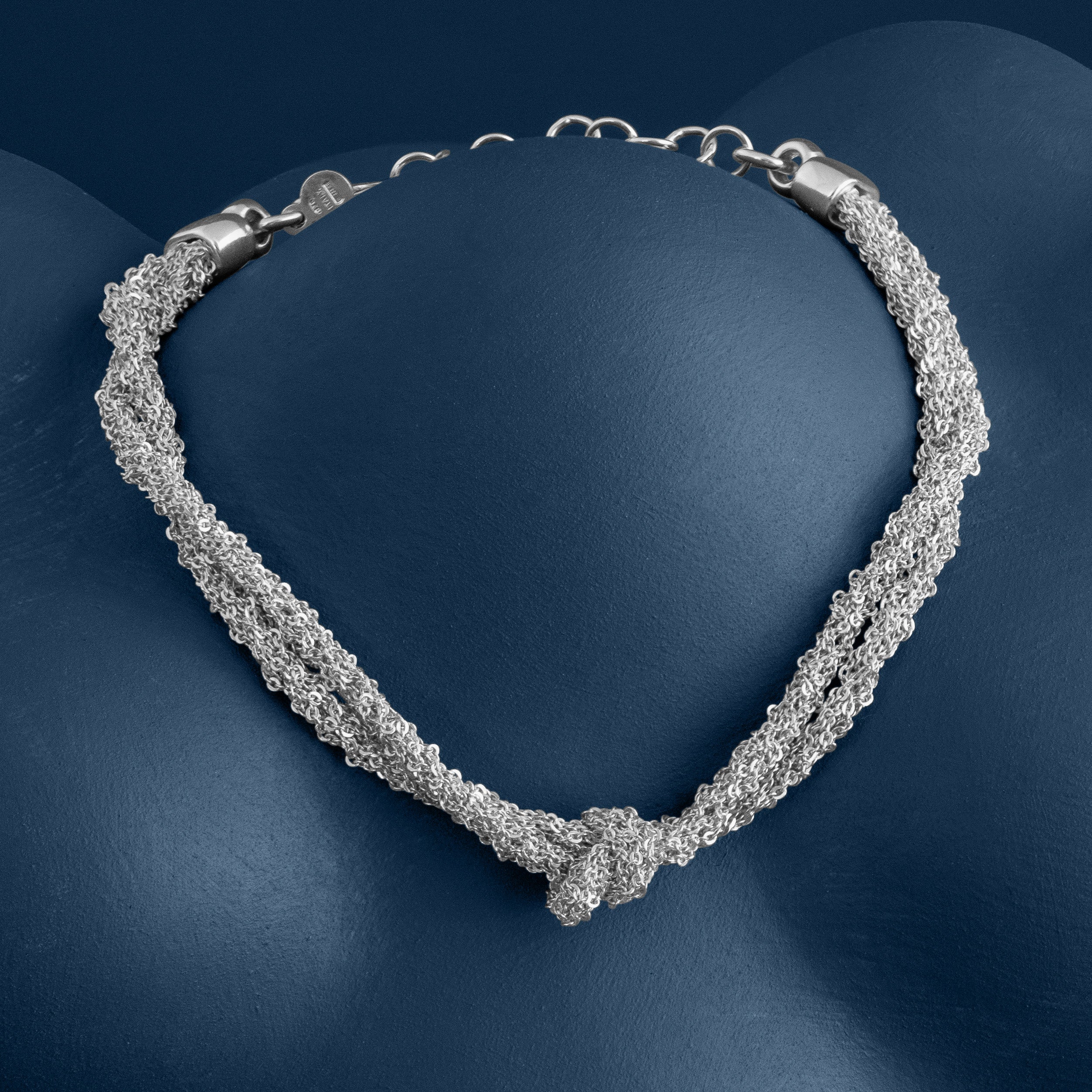 Loel Alternative Silver Double Thread Bracelet on Blue Background