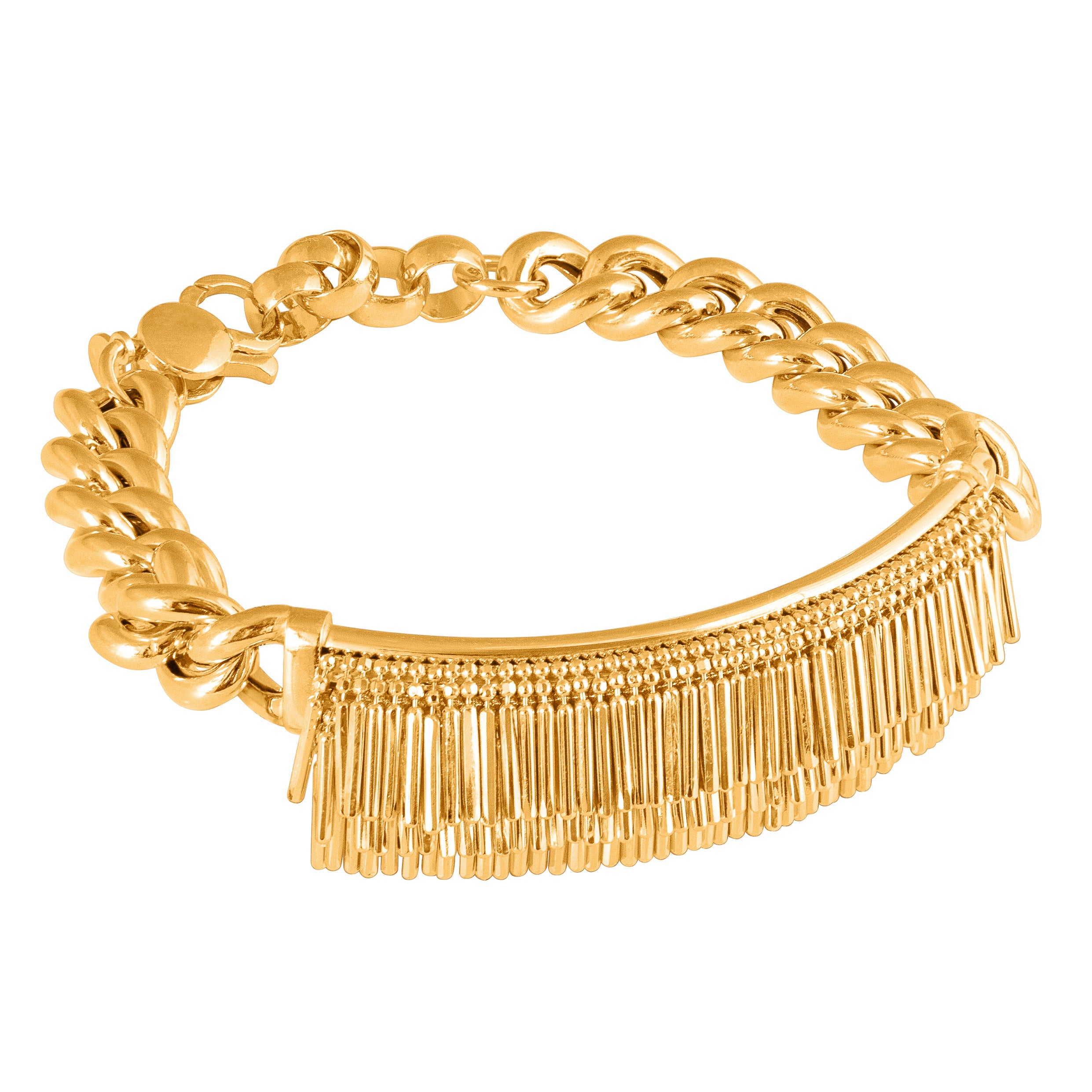 Gold Tassel and Chain Bracelet on white