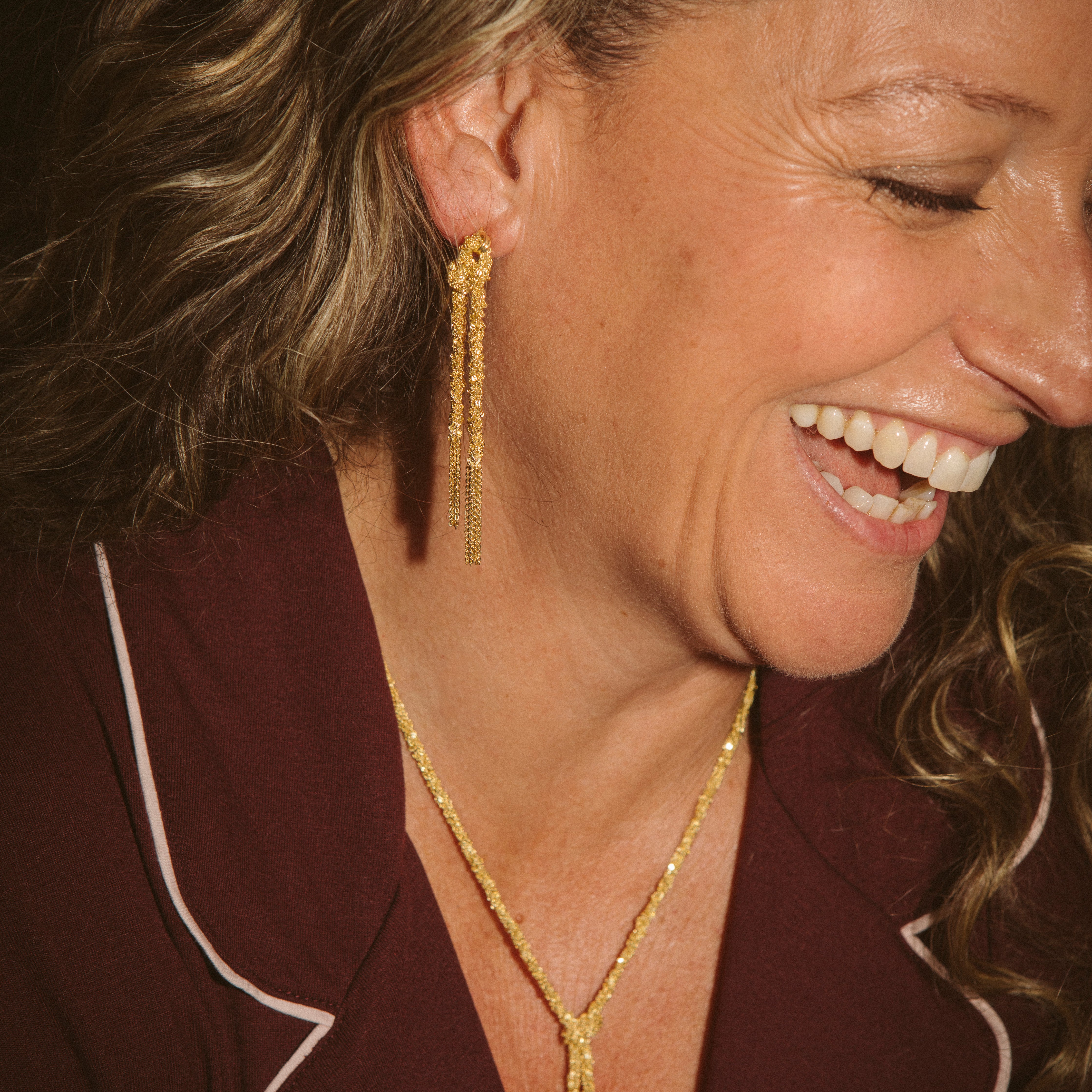 GOLD WOVEN THREAD DOUBLE KNOT EARRINGS