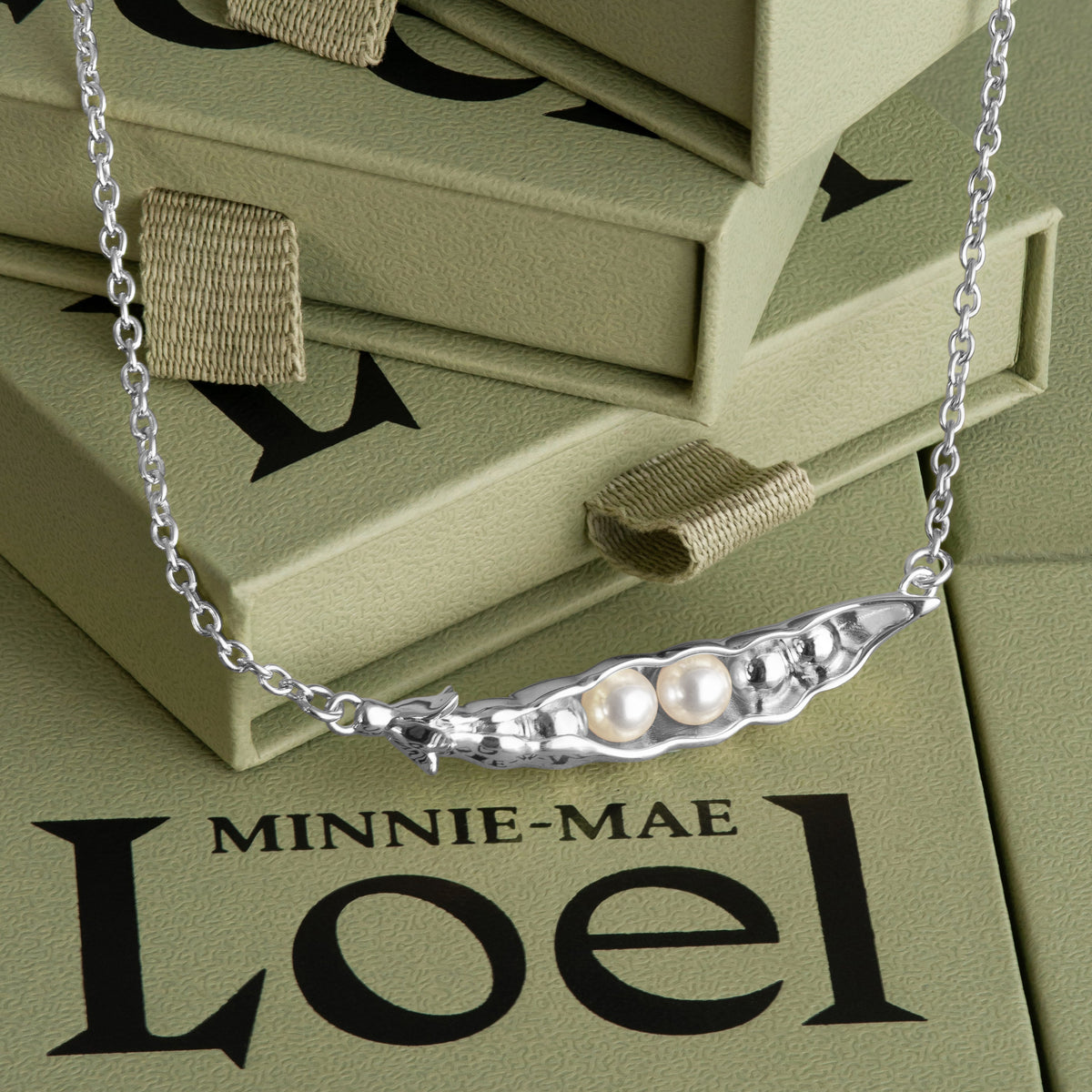 Loel x Minnie Mae Silver Peas in a Pod on boxes