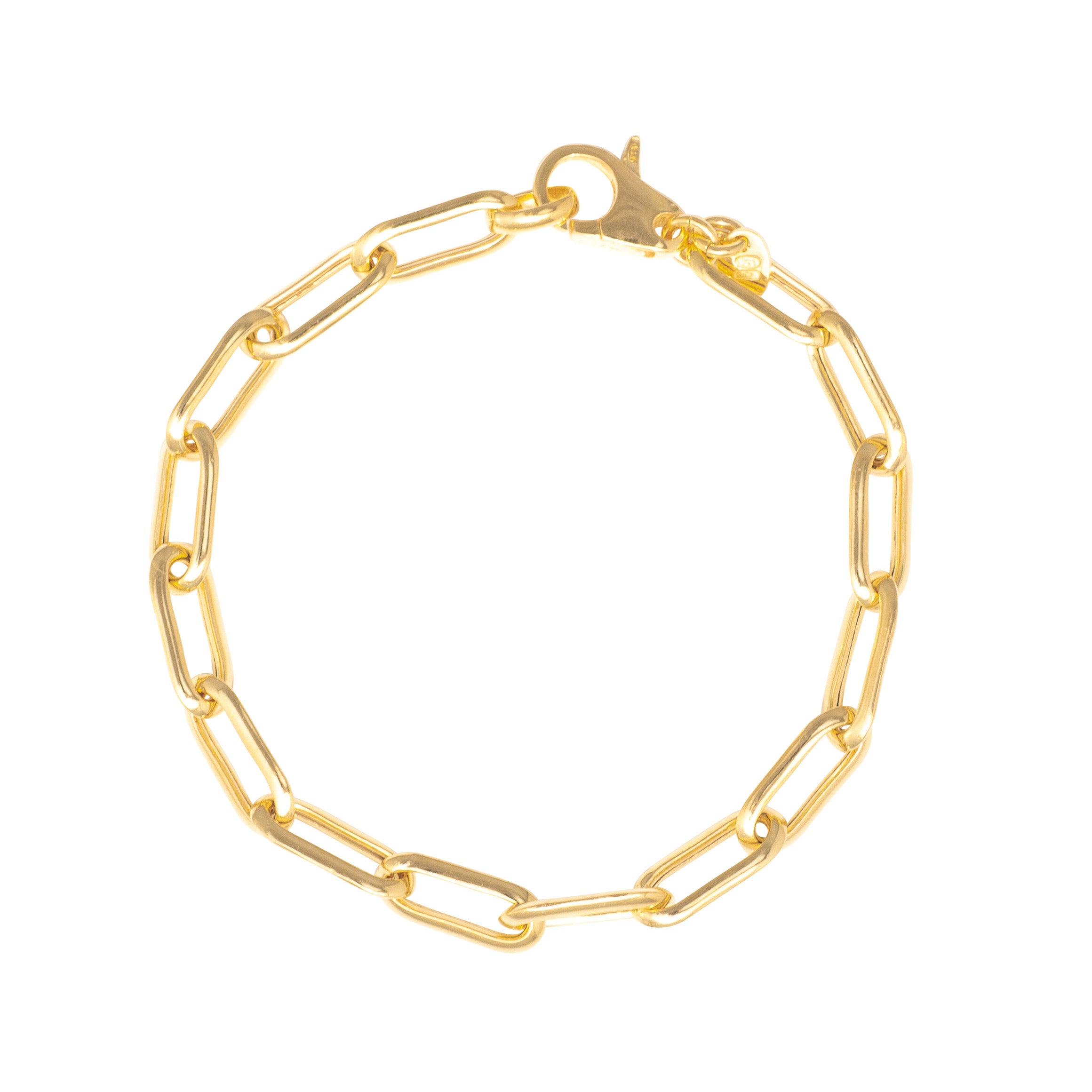 Gold Paper clip long link chain bracelet
