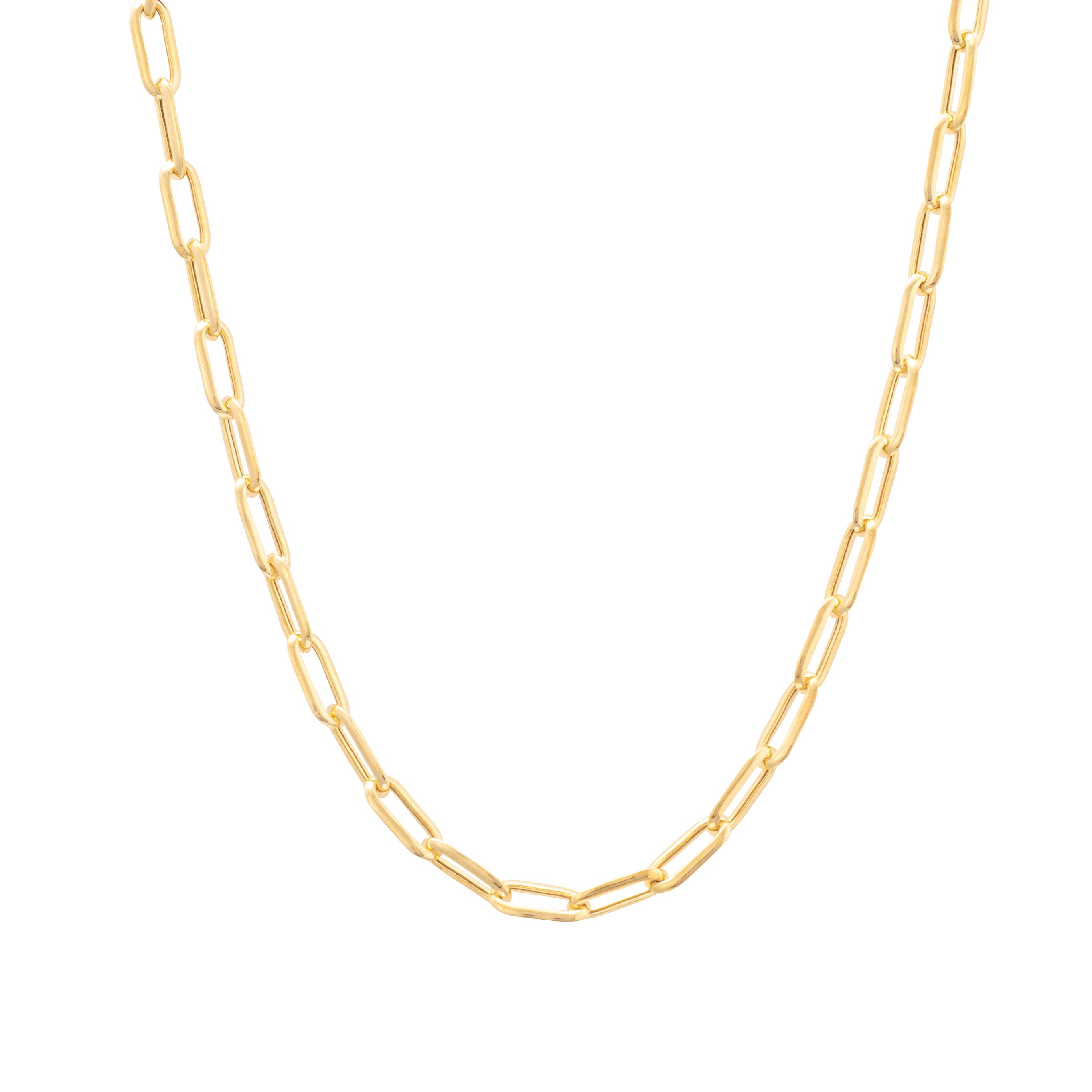 Gold Long Link Paper clip chain Necklace