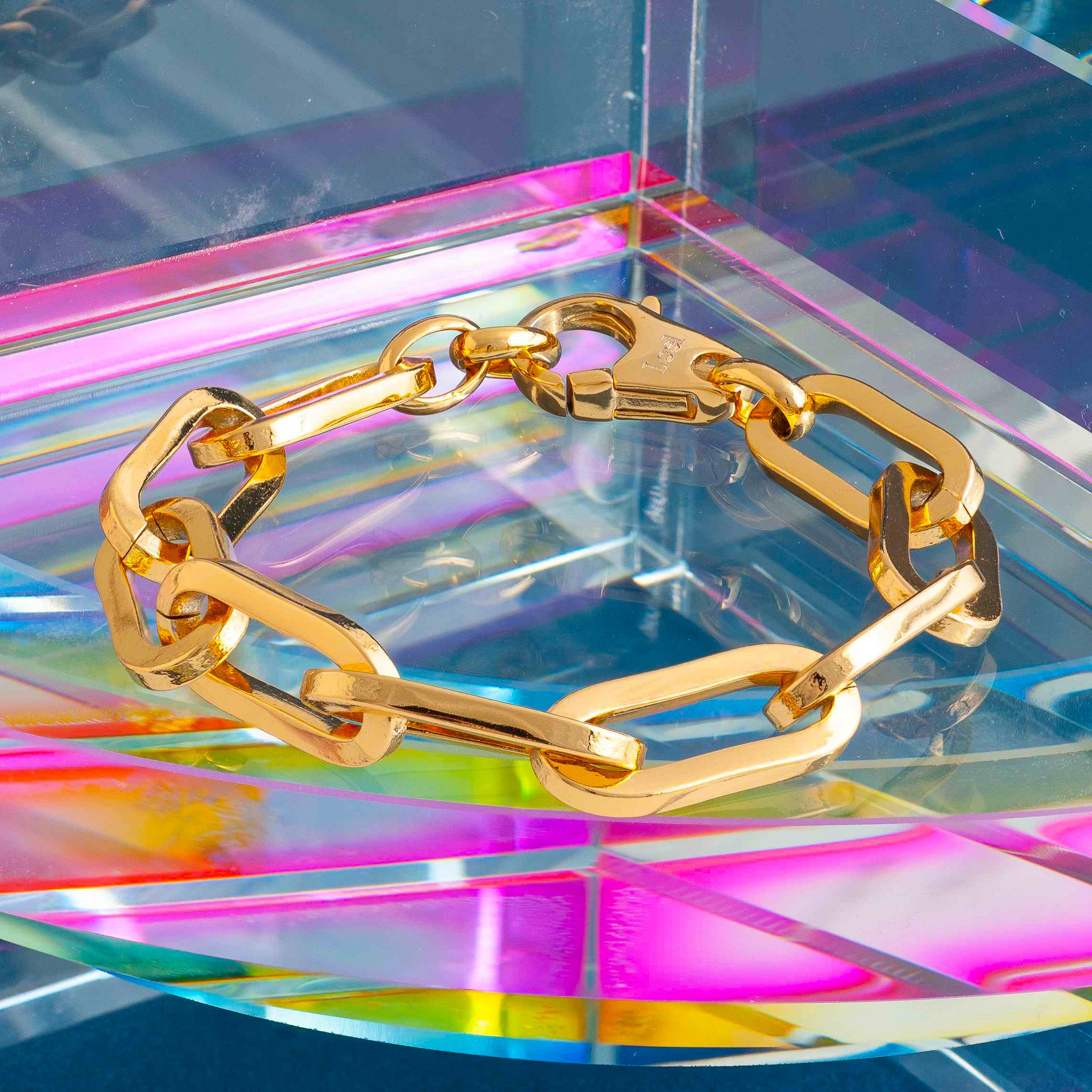 Gold Chunky Paper Clip Chain Bracelet