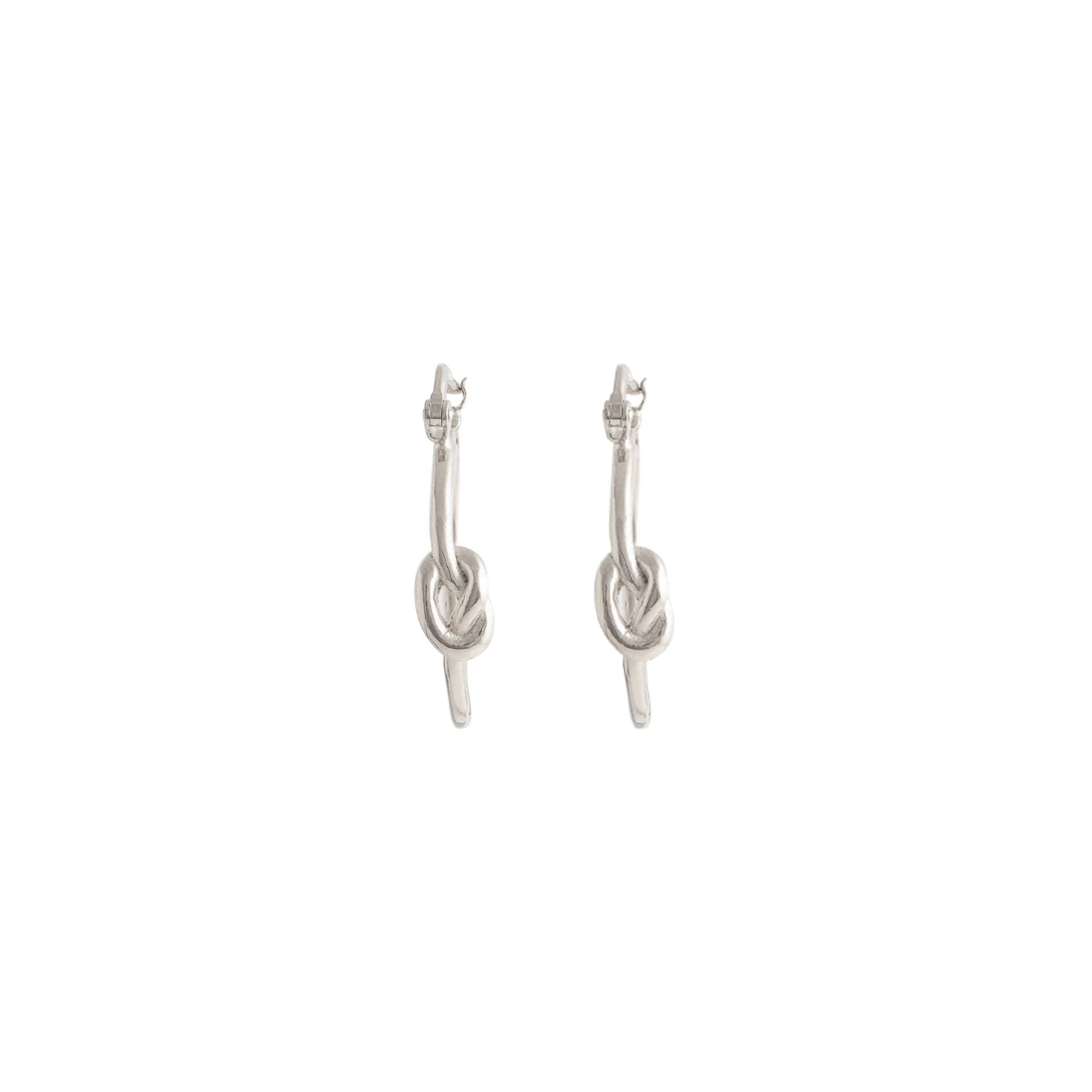 SILVER LOVE KNOT HOOP EARRINGS
