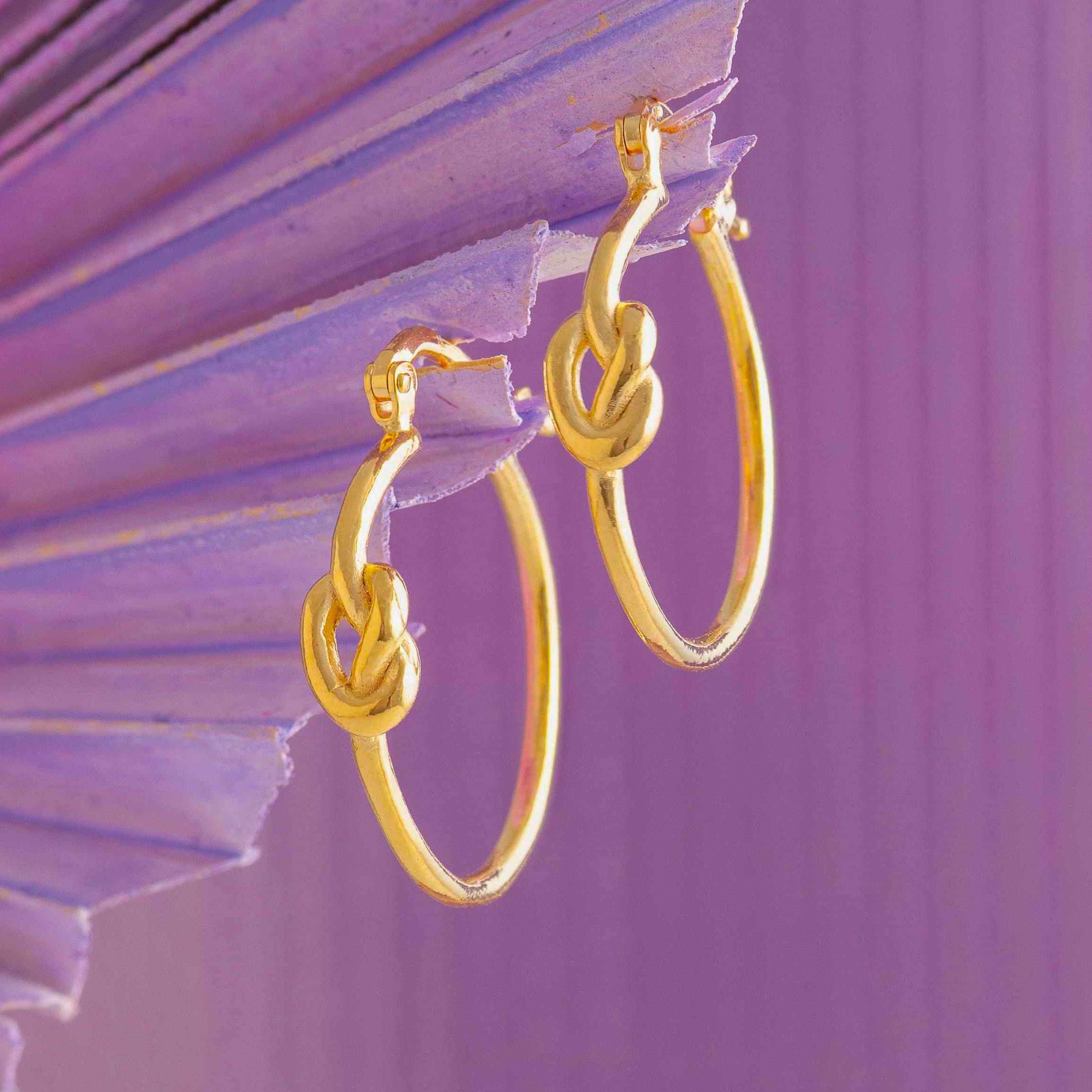 GOLD LOVE KNOT HOOP EARRINGS