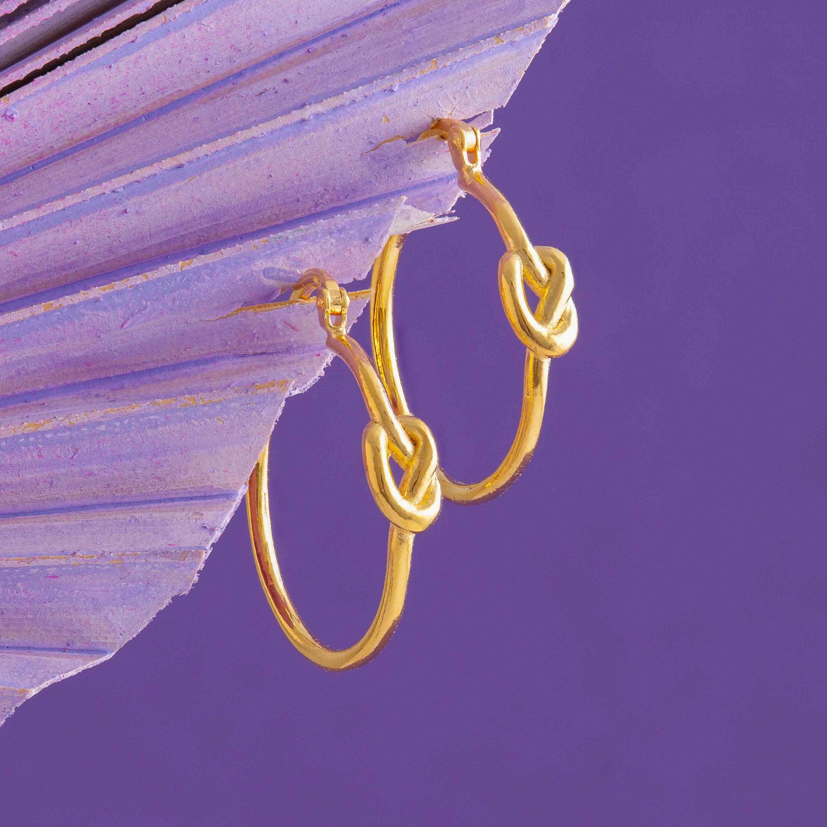 GOLD LOVE KNOT HOOP EARRINGS