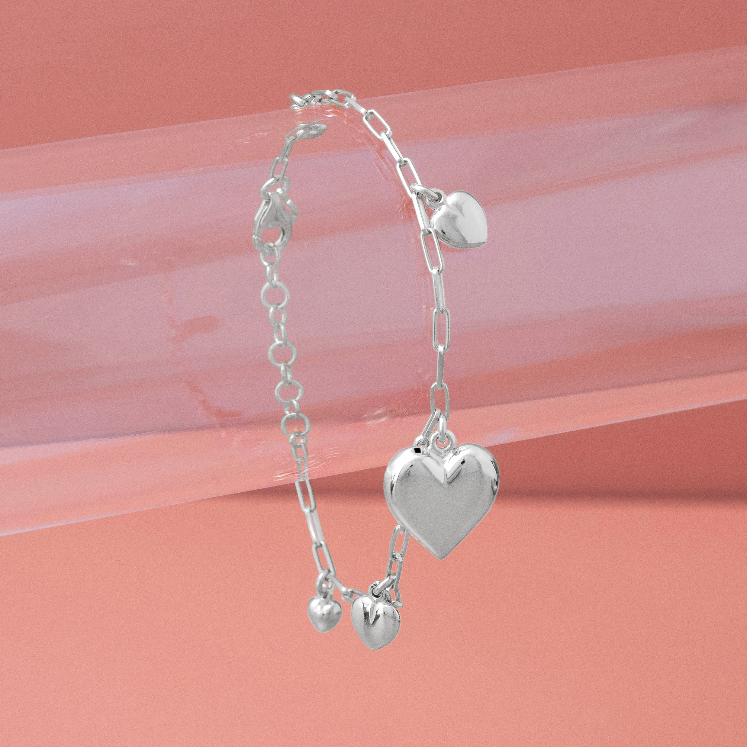 SILVER HEART CHARM BRACELET