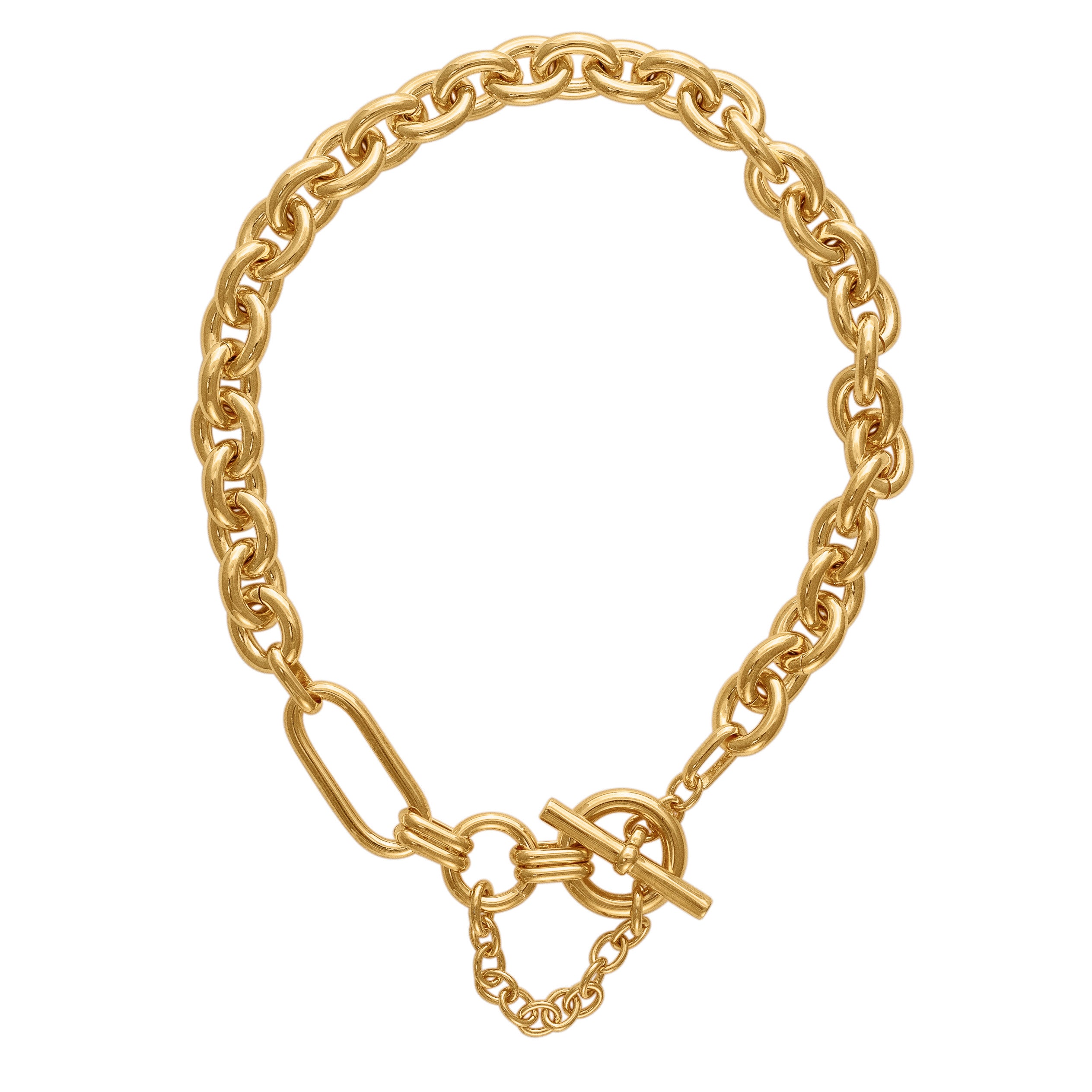 CHUNKY GOLD T-BAR CHAIN NECKLACE