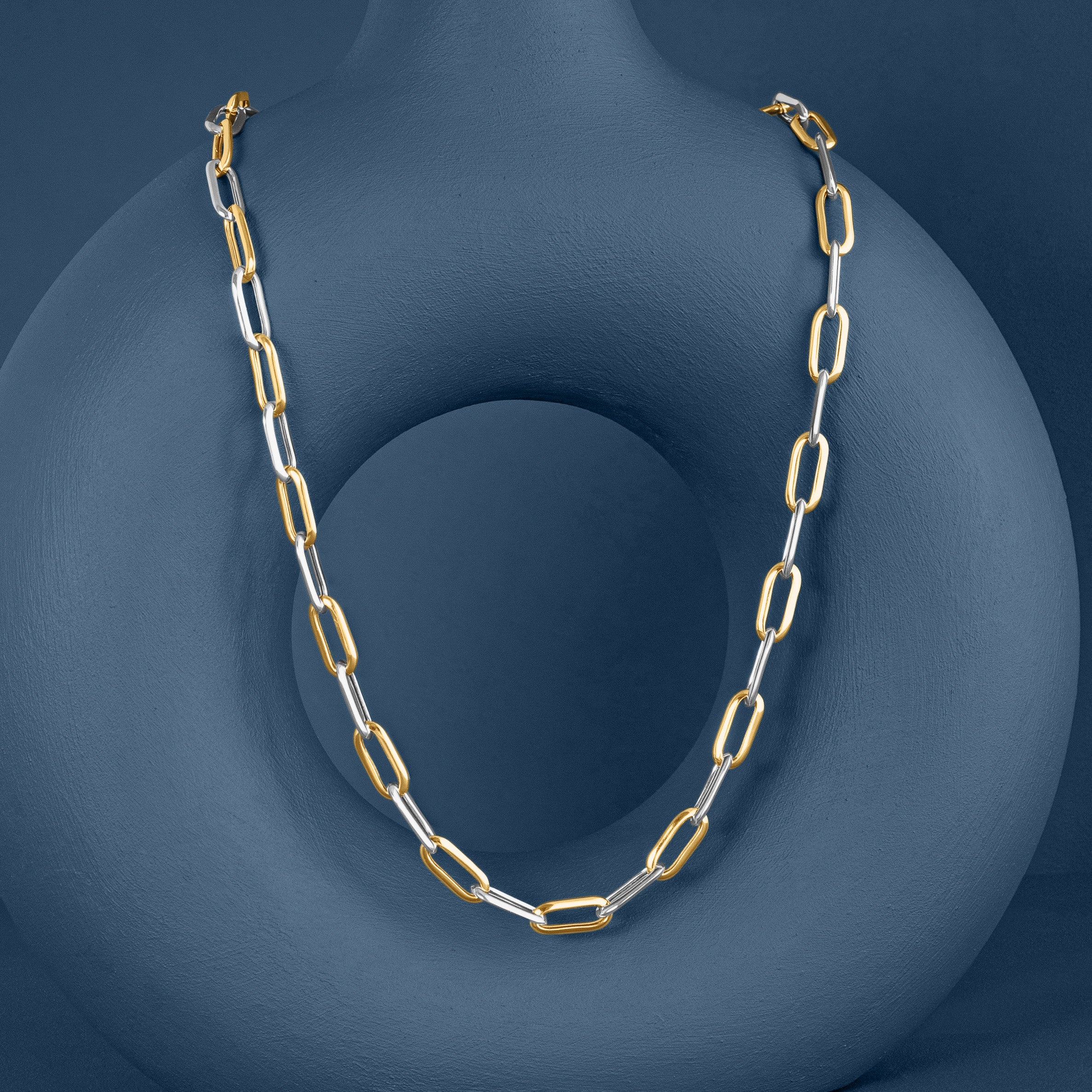 MIXED METAL LONG LINK CHAIN NECKLACE