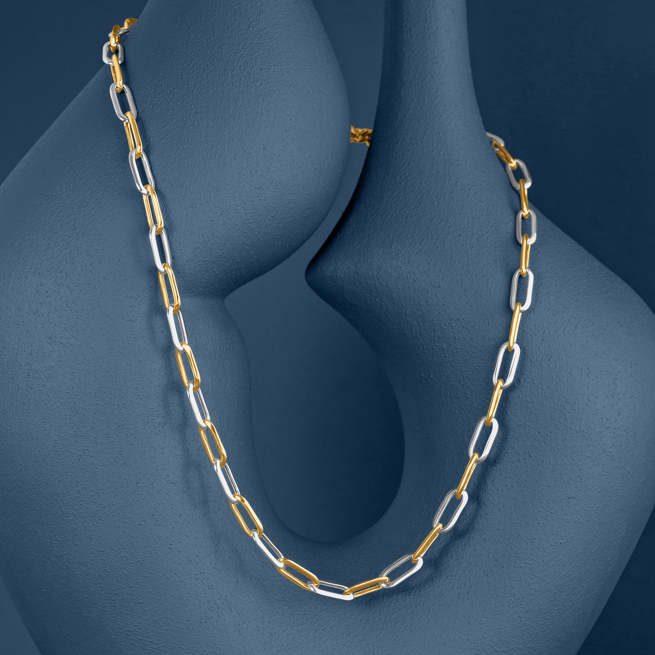 MIXED METAL LONG LINK CHAIN NECKLACE
