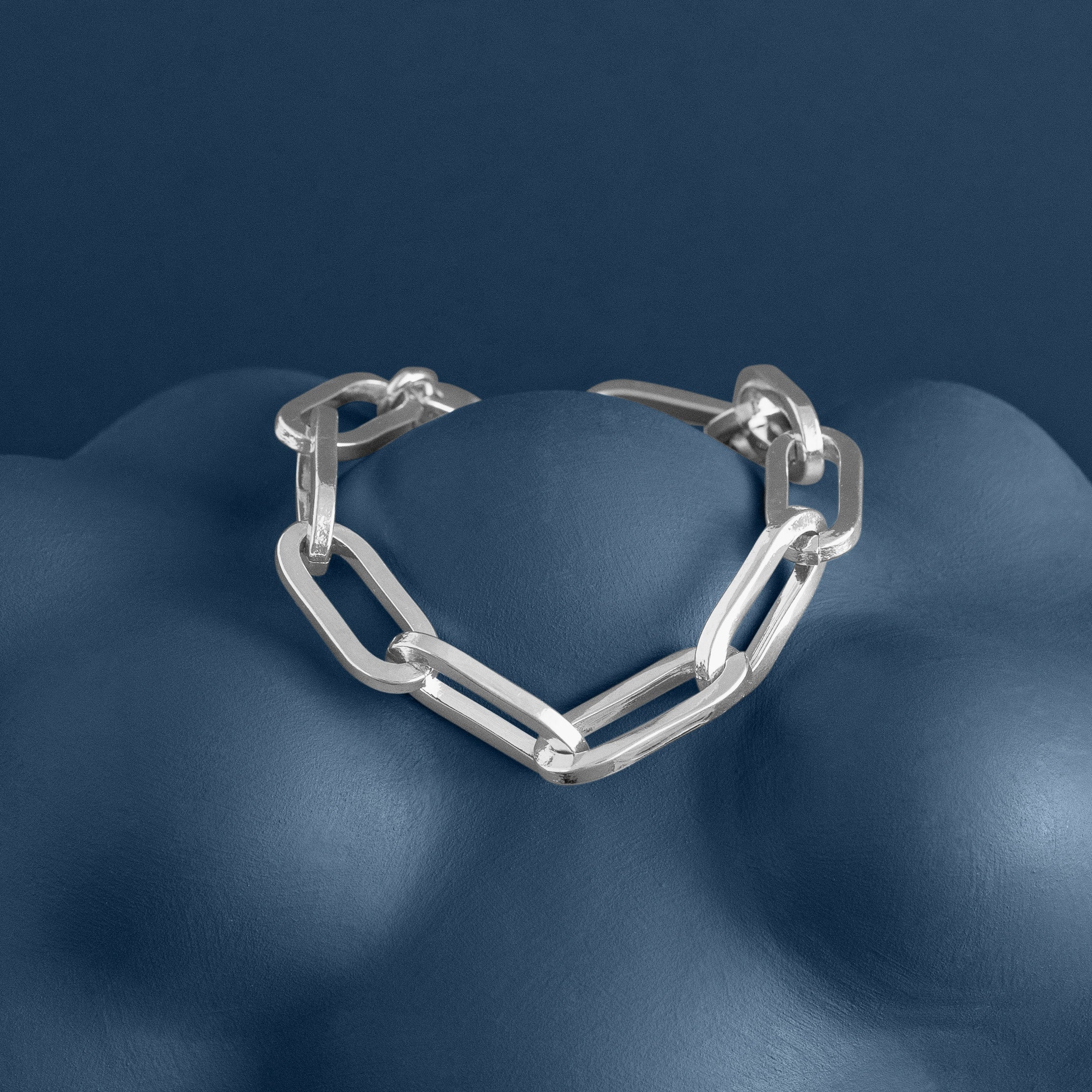 SILVER CHUNKY LONG LINK CHAIN BRACELET