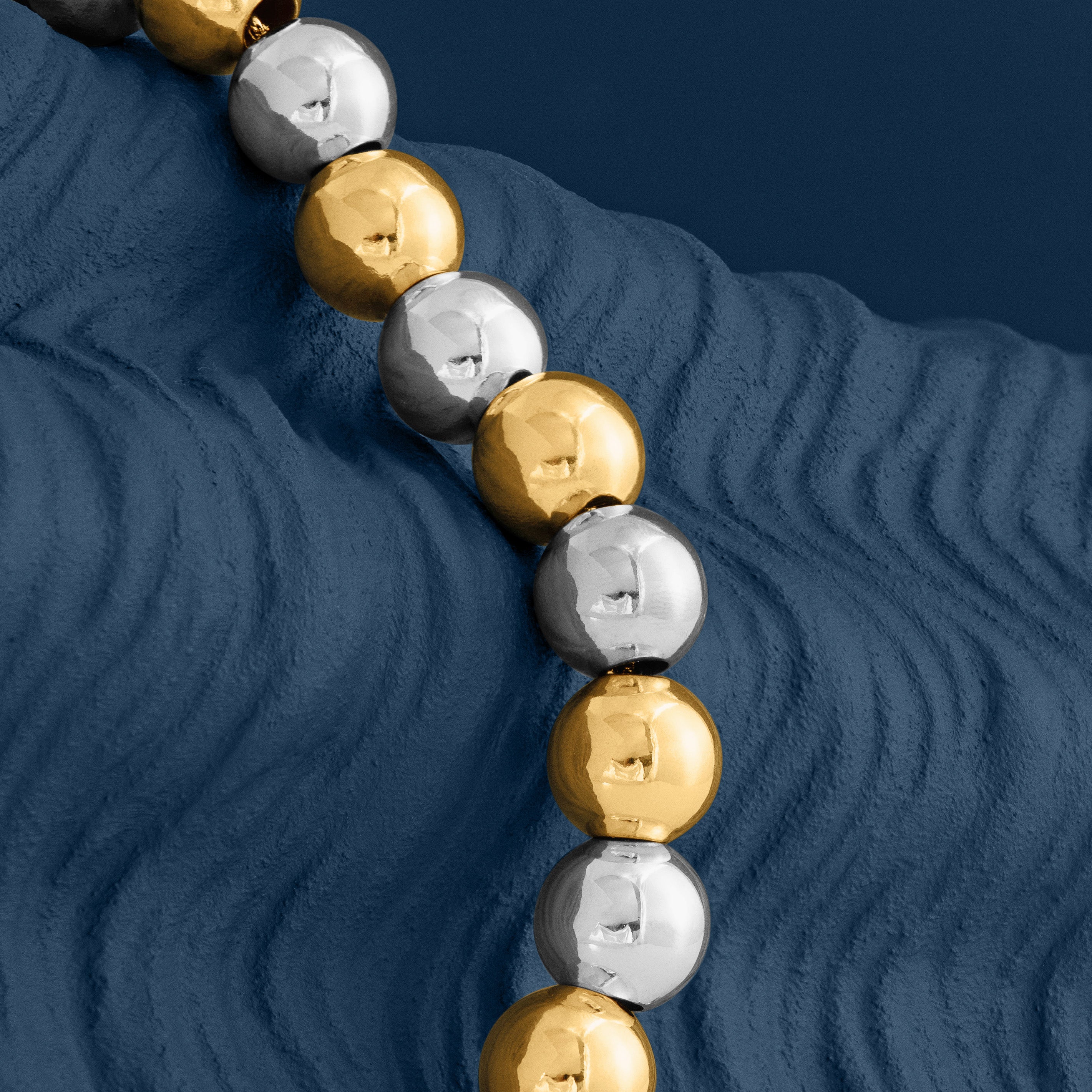 MIXED METAL LARGE POLISHED BALL NECKLACE