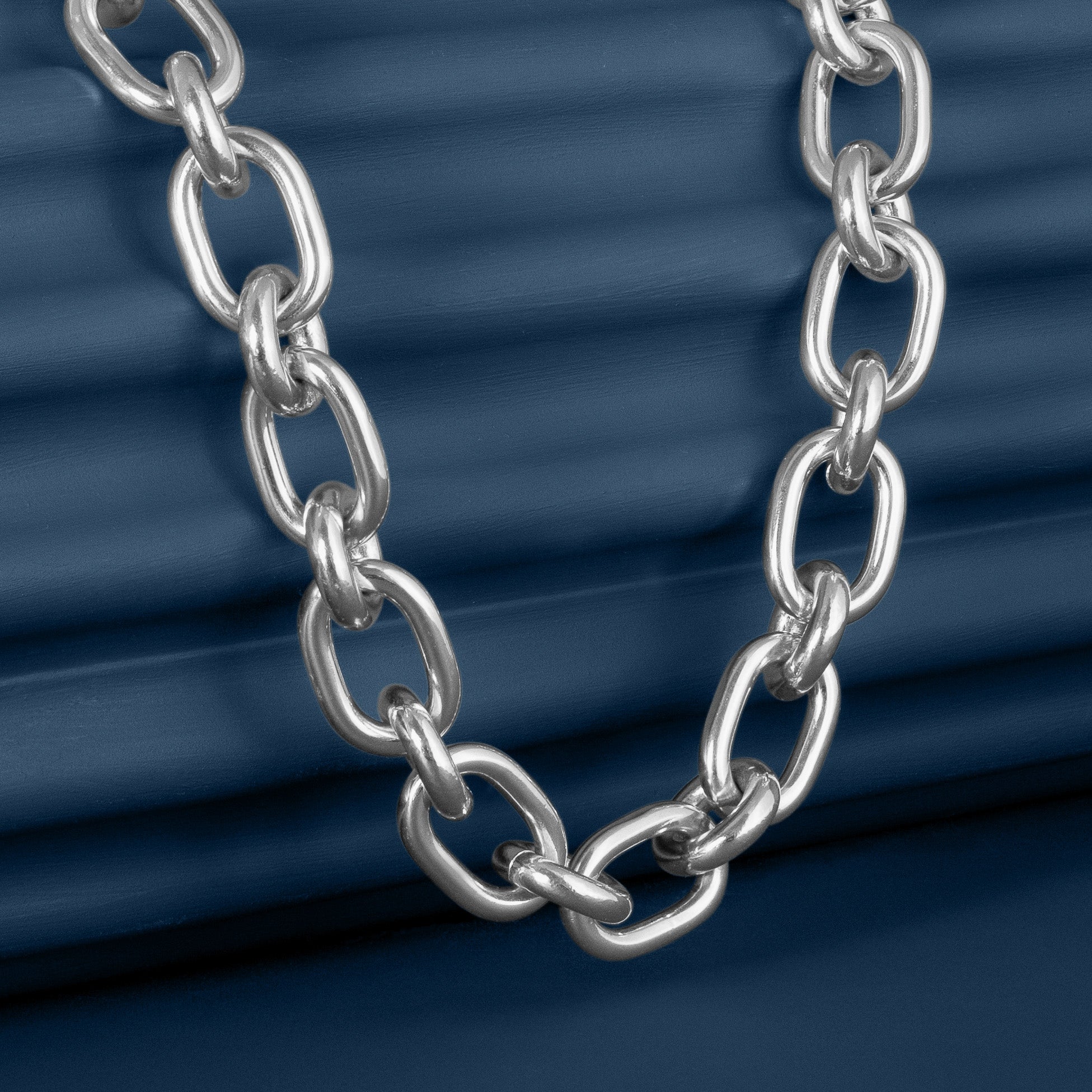 LARGE SILVER MIXED LINK CHAIN NECKLACE