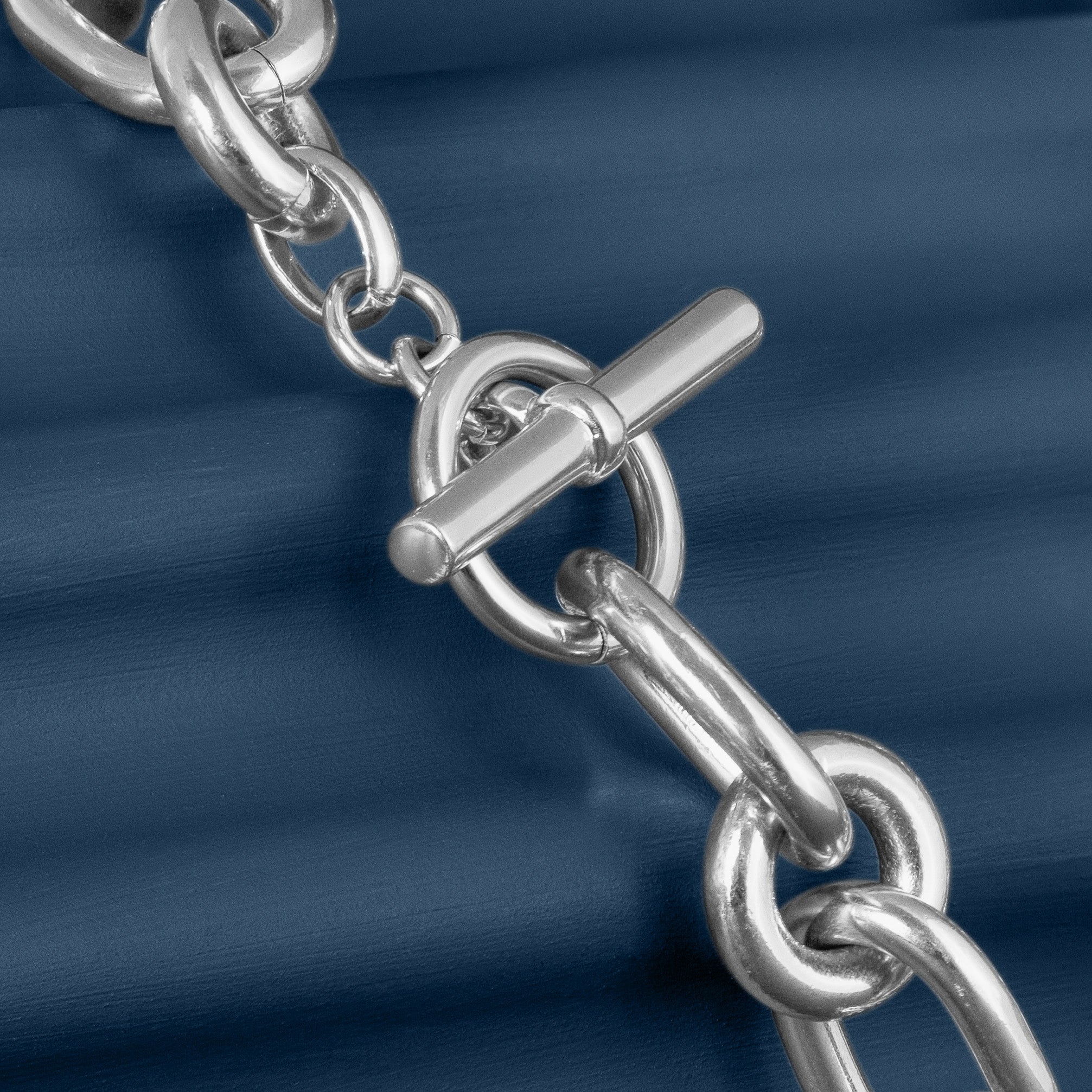 LARGE SILVER MIXED LINK CHAIN NECKLACE