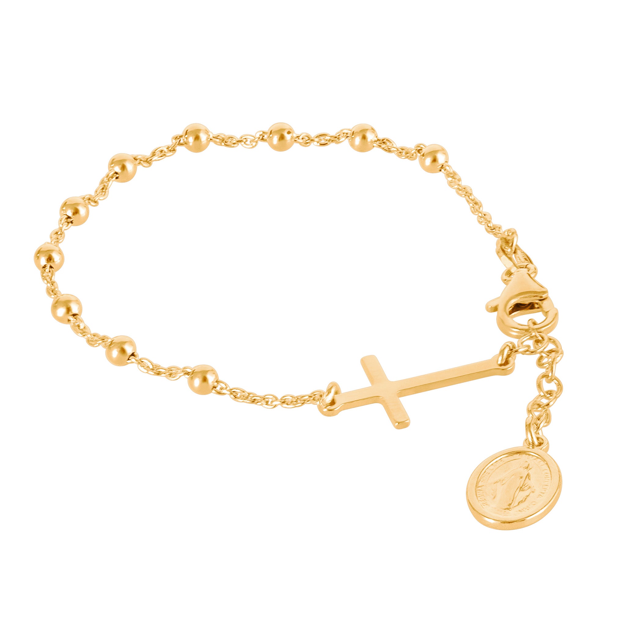 GOLD ROSARY BEAD BRACELET