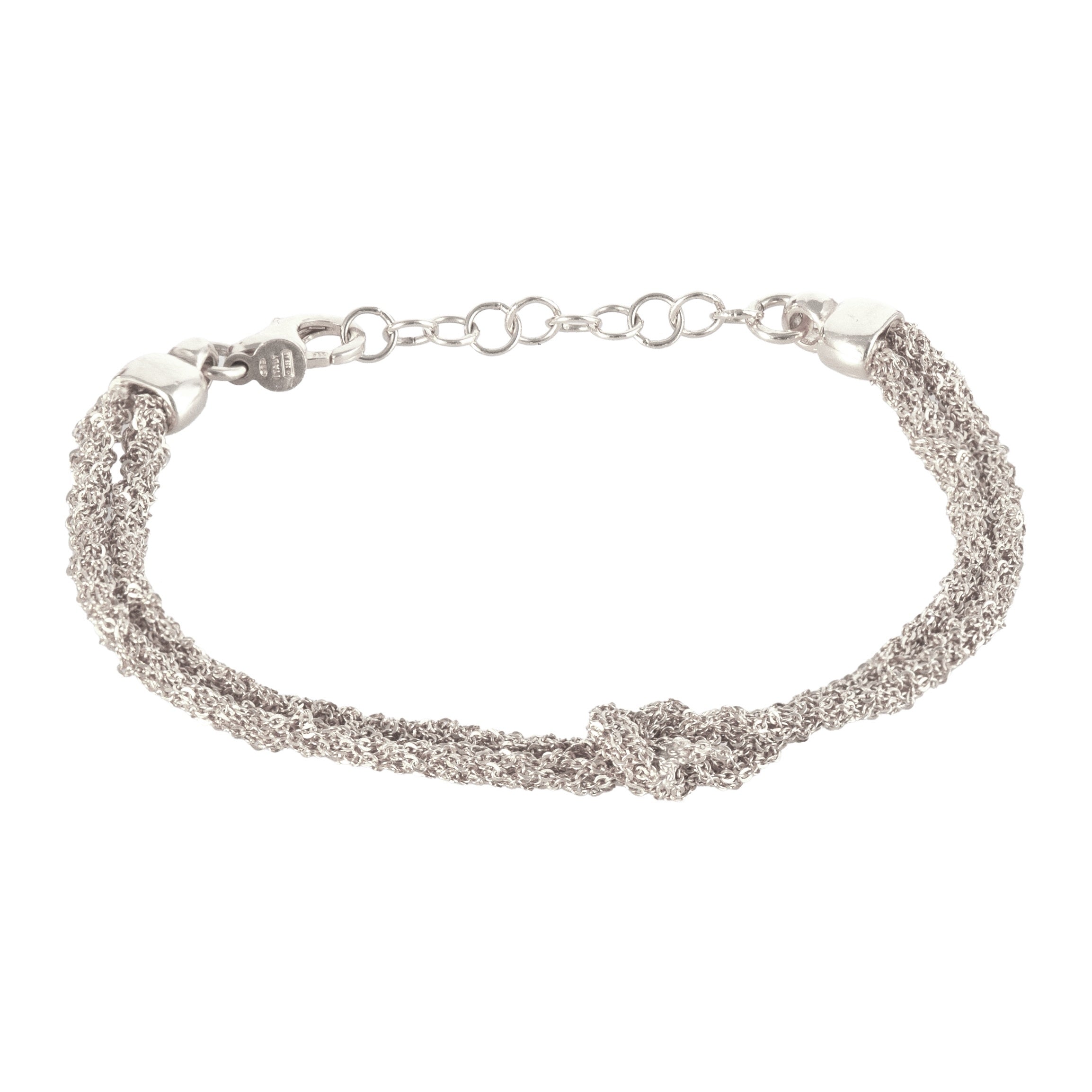 SILVER WOVEN THREAD DOUBLE KNOT BRACELET