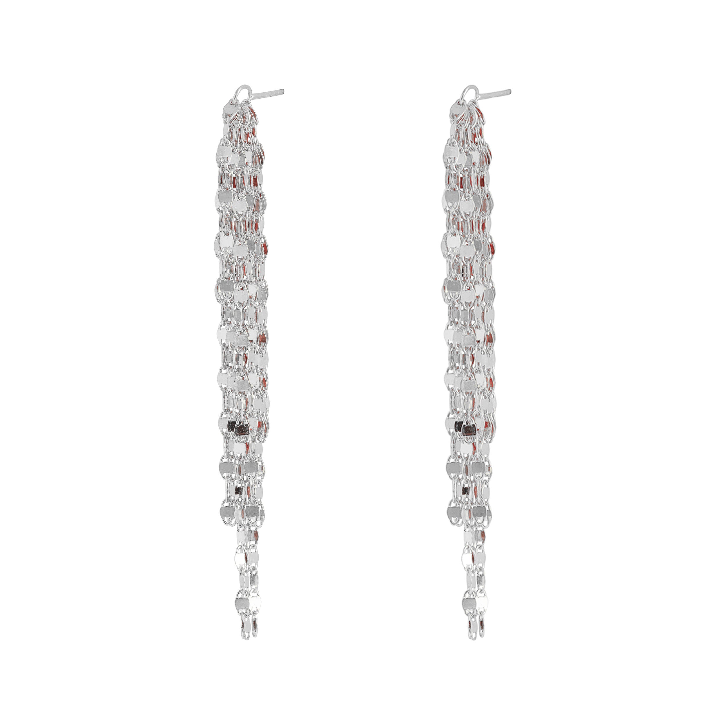 SILVER DISCO DROP EARRINGS