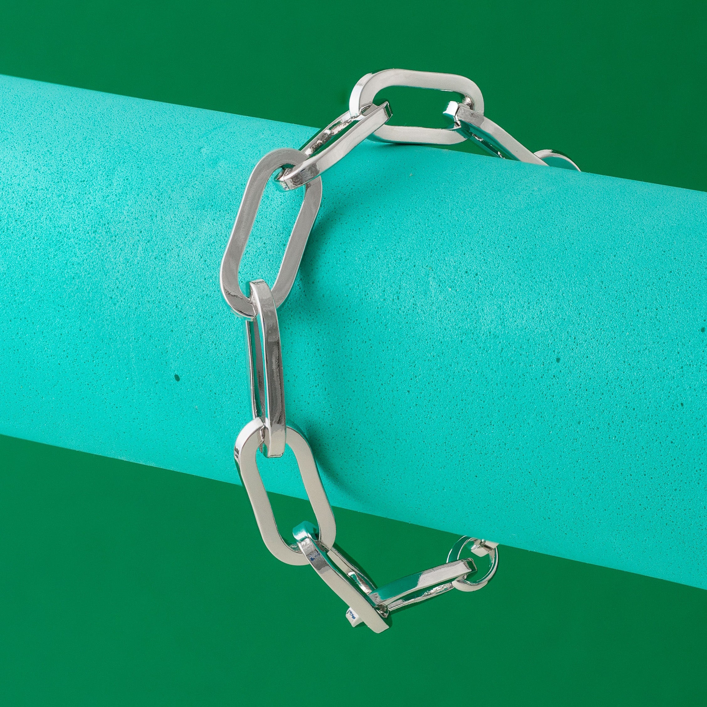 SILVER CHUNKY LONG LINK CHAIN BRACELET