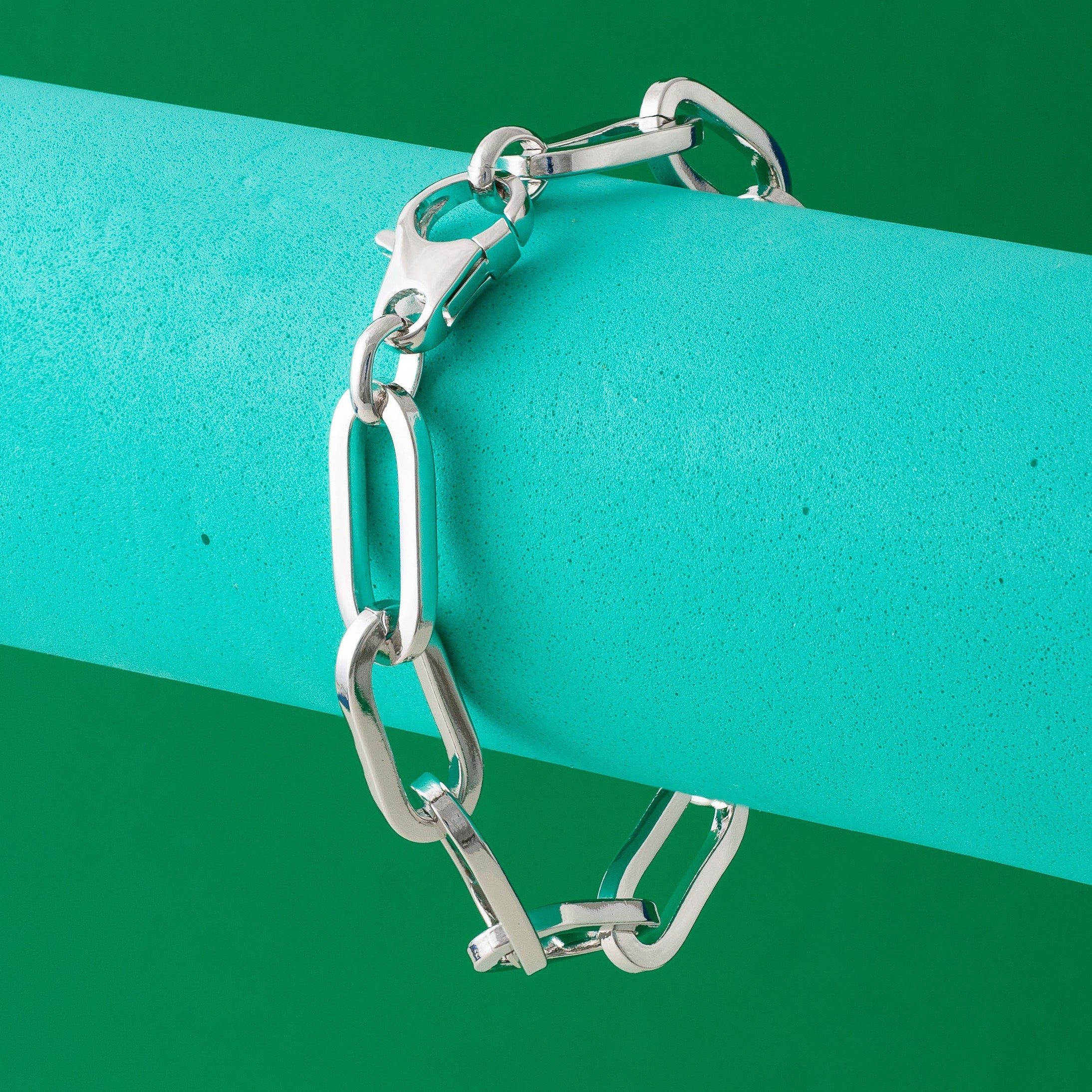 SILVER CHUNKY LONG LINK CHAIN BRACELET
