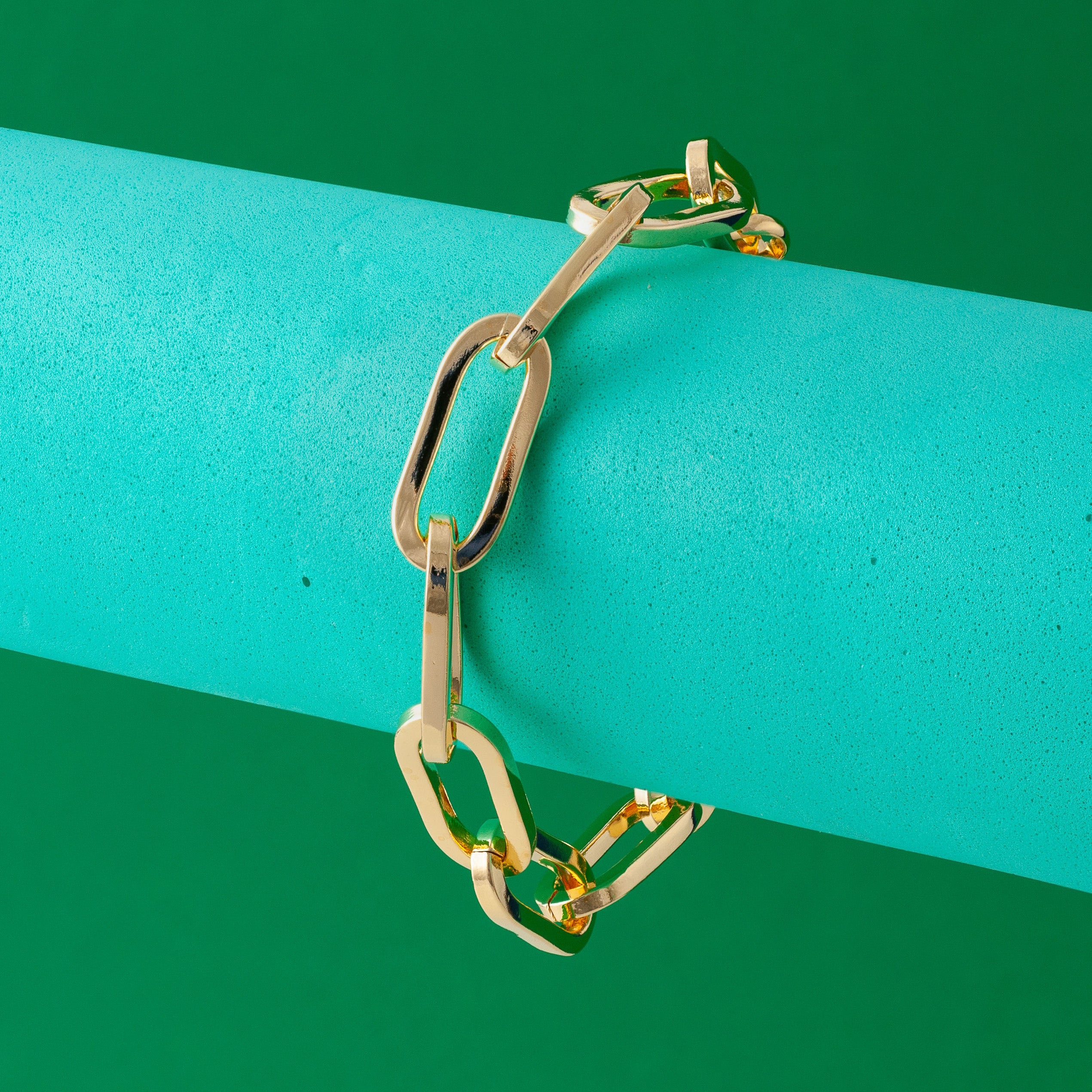 GOLD CHUNKY LONG LINK CHAIN BRACELET