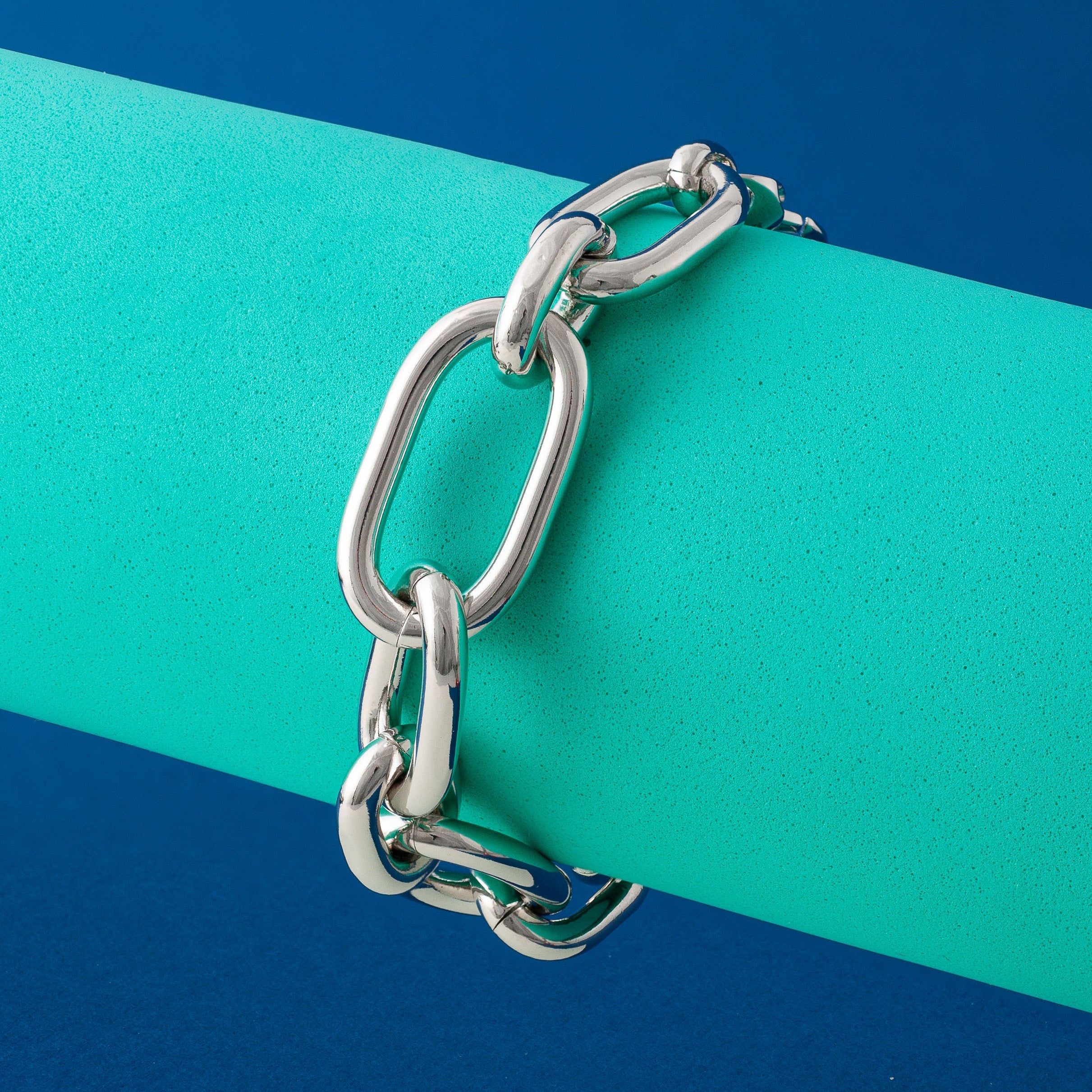 LARGE THICK SILVER CHAIN BRACELET