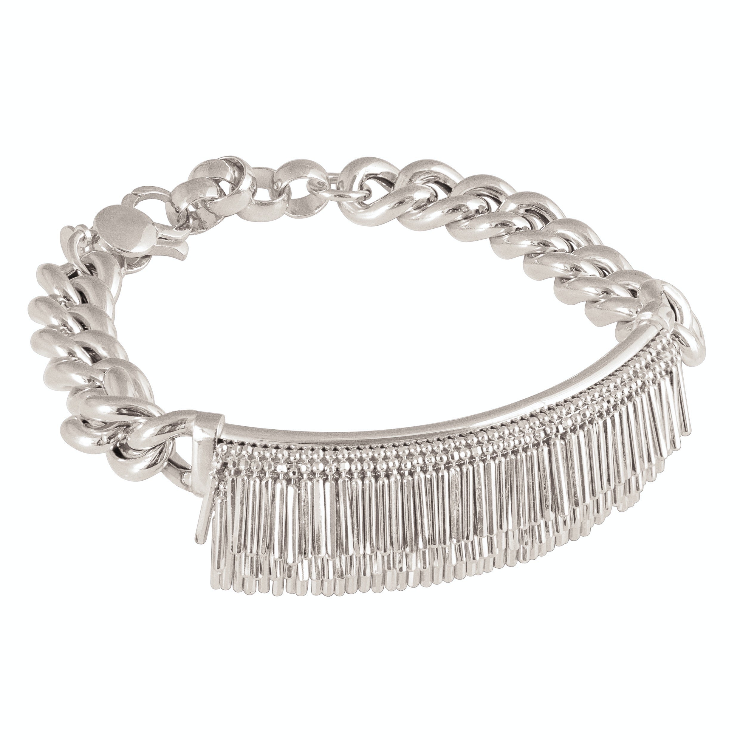 Loel Silver Tassel and Chain Bracelet