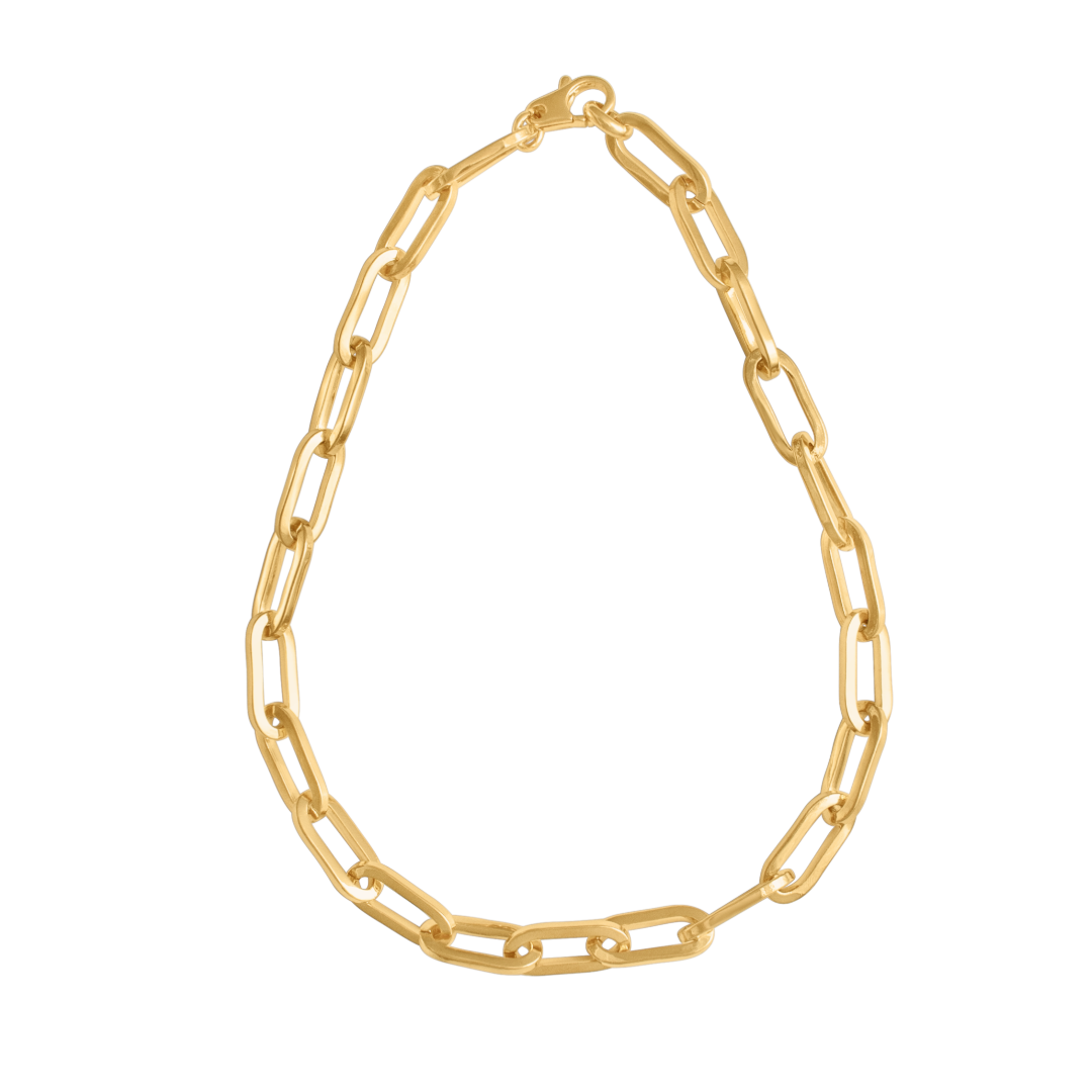 GOLD CHUNKY LONG LINK CHAIN NECKLACE
