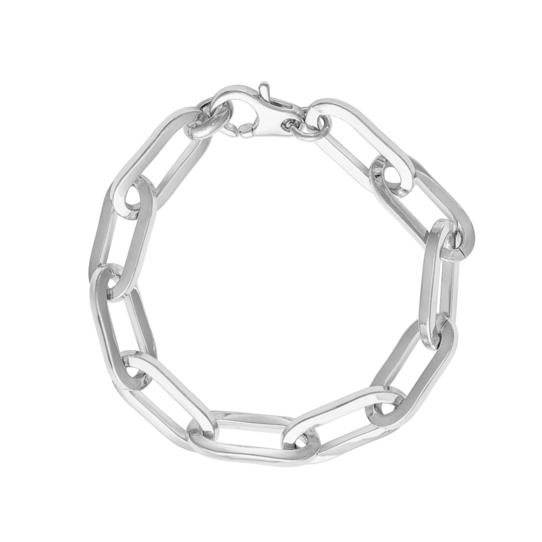 SILVER CHUNKY LONG LINK CHAIN BRACELET