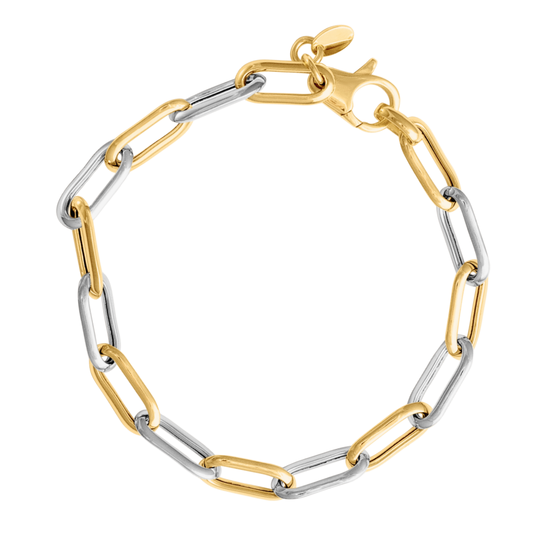 MIXED METAL LONG LINK CHAIN BRACELET