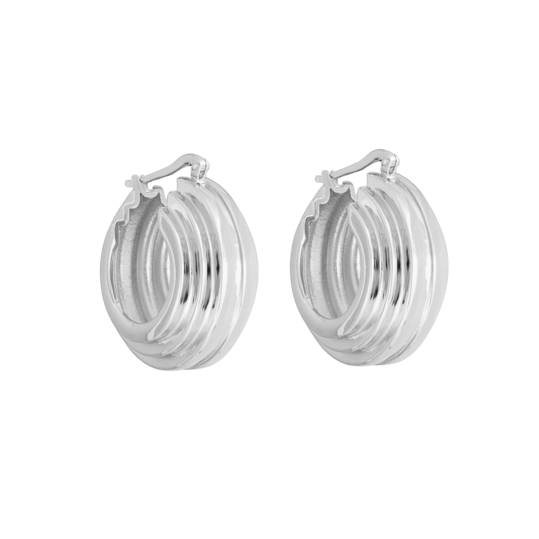 LARGE TRIPLE RIDGE HOOP EARRINGS