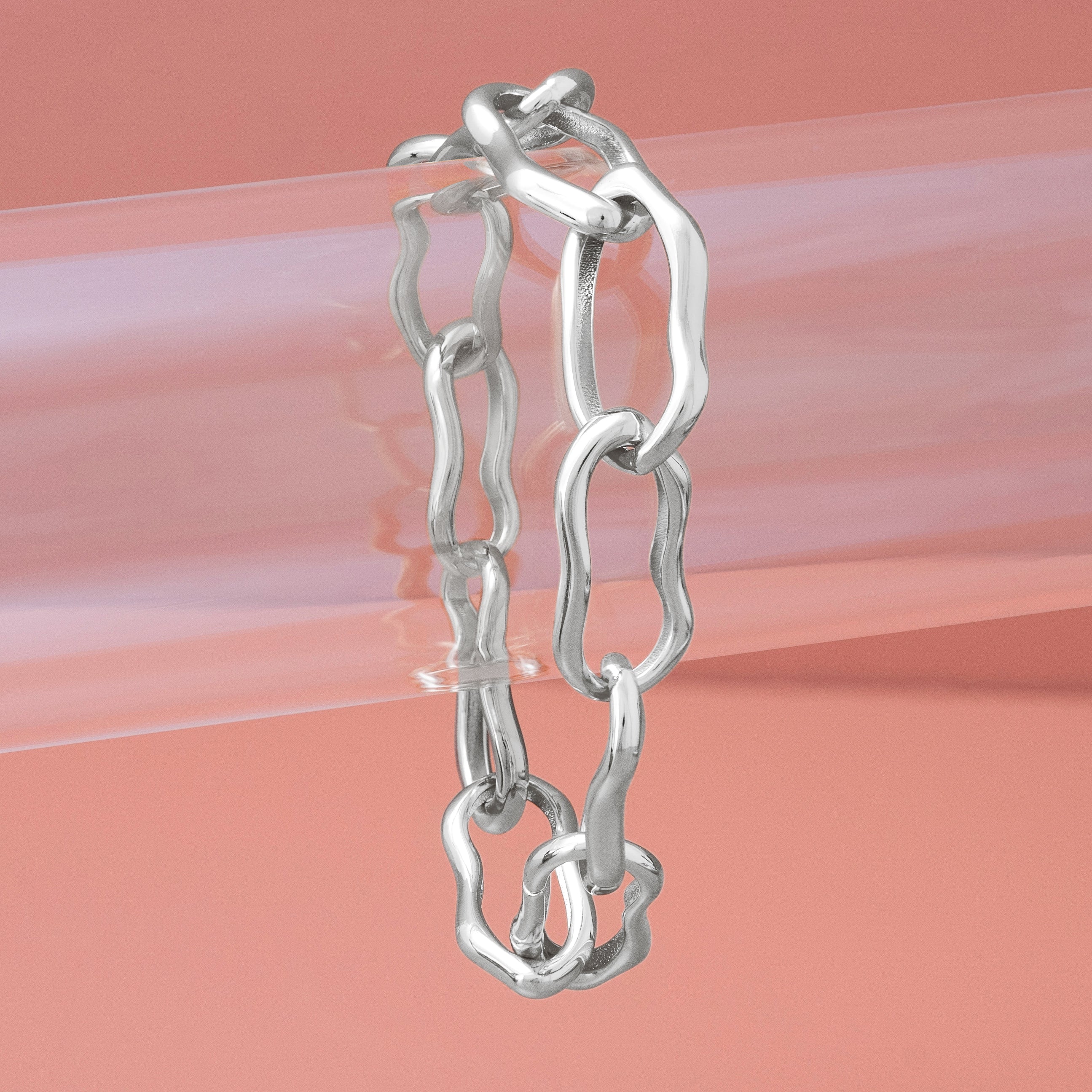 SILVER MOLTEN CHAIN LINK BRACELET