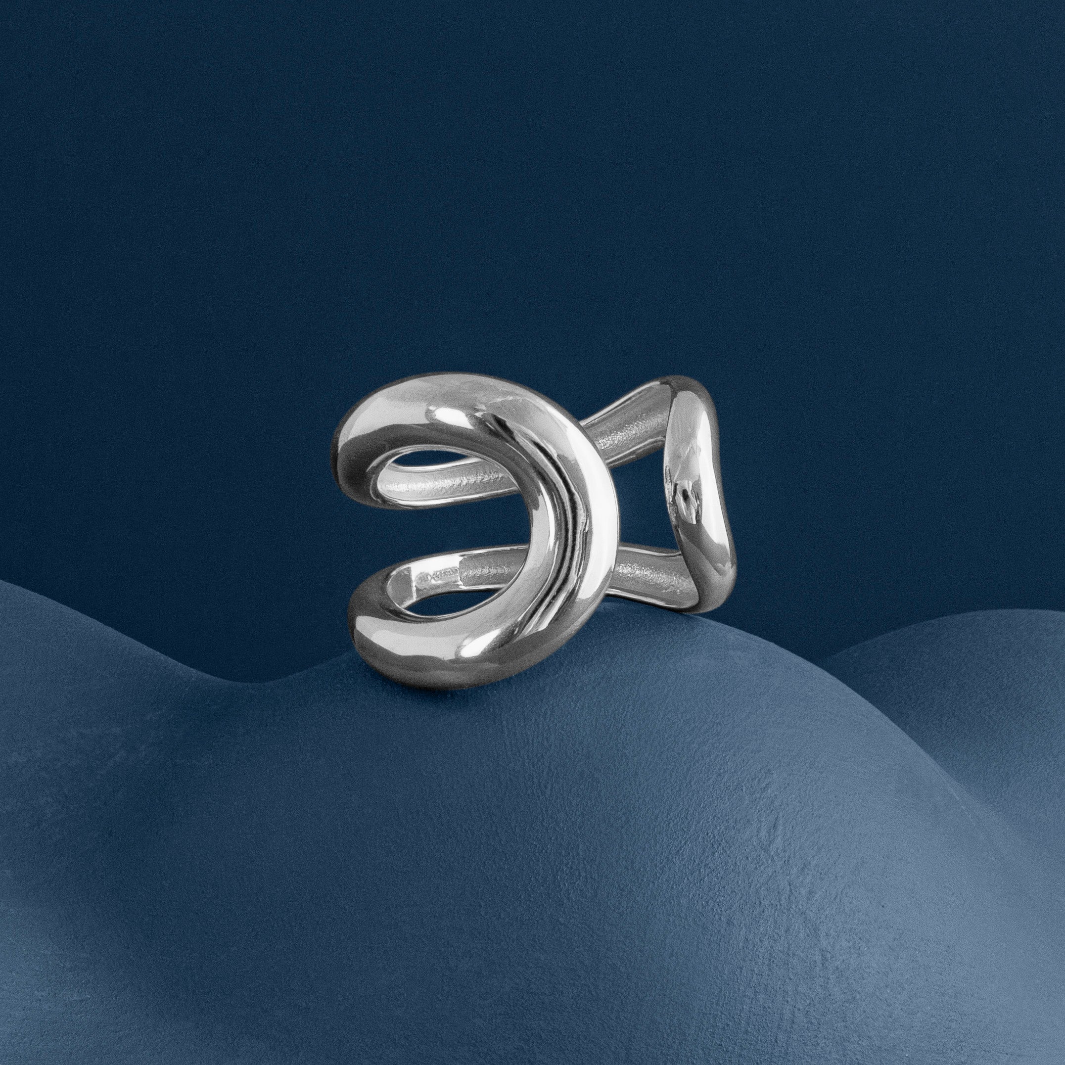 SILVER CHUNKY DOUBLE LOOP RING