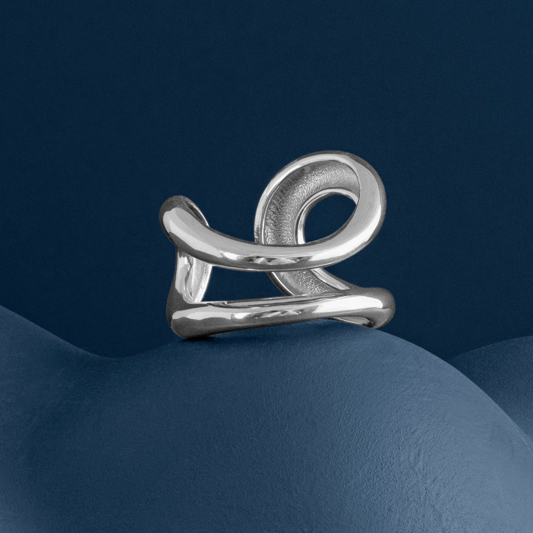 SILVER CHUNKY DOUBLE LOOP RING