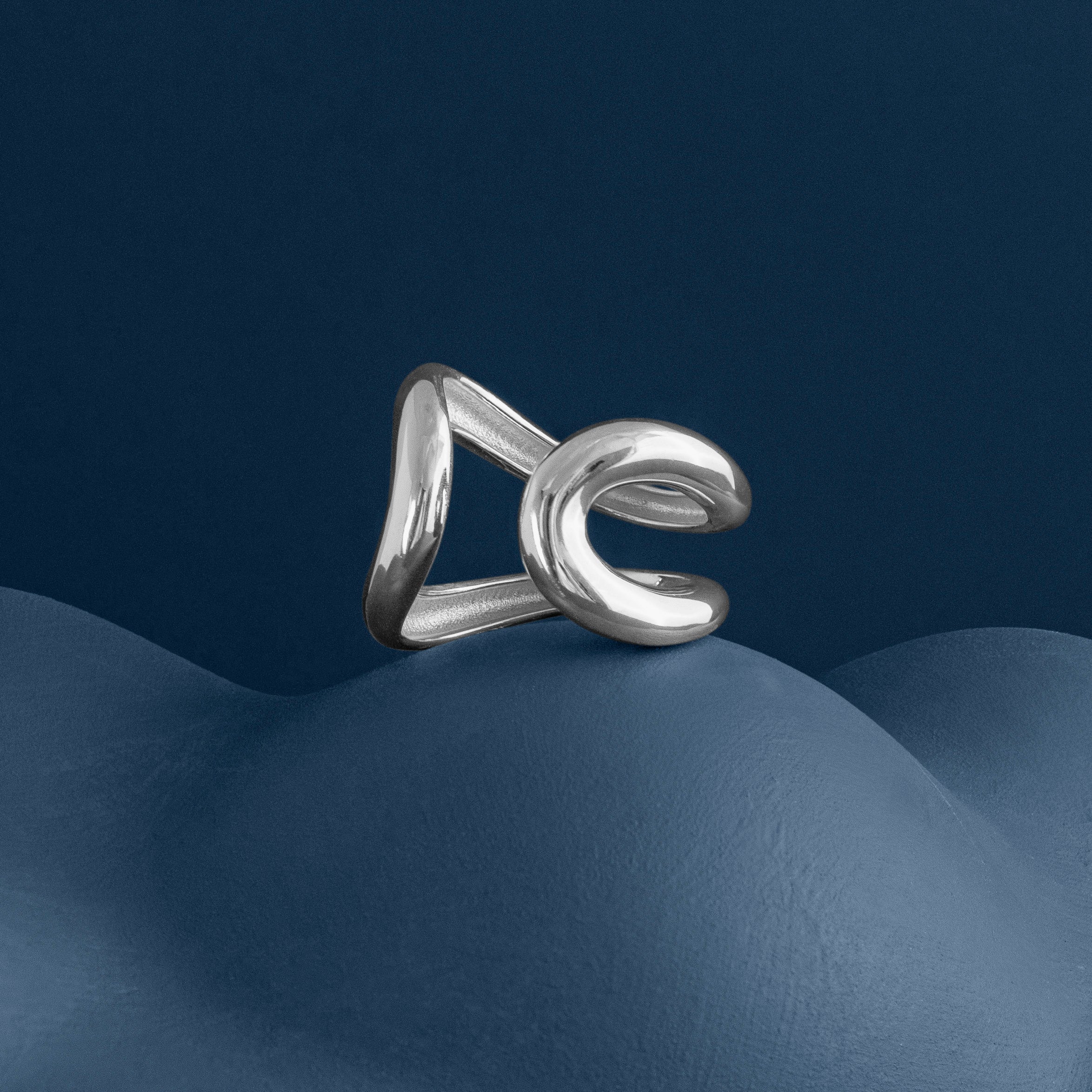 SILVER CHUNKY DOUBLE LOOP RING