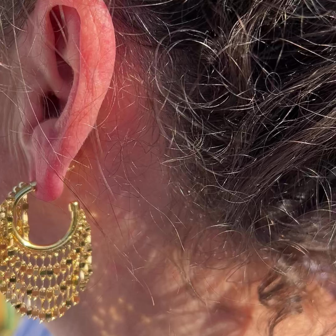 LOEL | Silver Disco Hoop Earrings Video